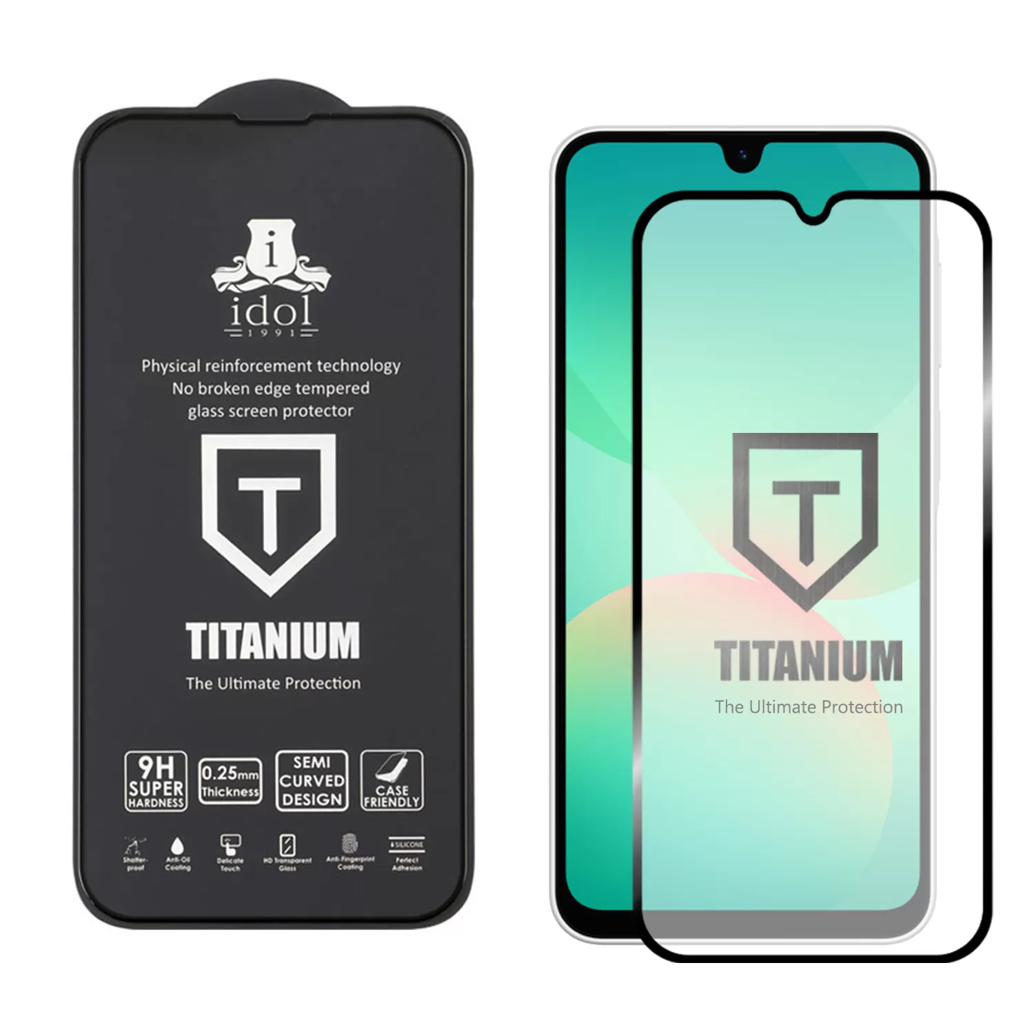 IDOL 1991 TITANIUM TEMPERED GLASS SAMSUNG A26 A266 6.7in 9H 0.25mm SEMI CURVED FULL GLUE BLACK - Image 2