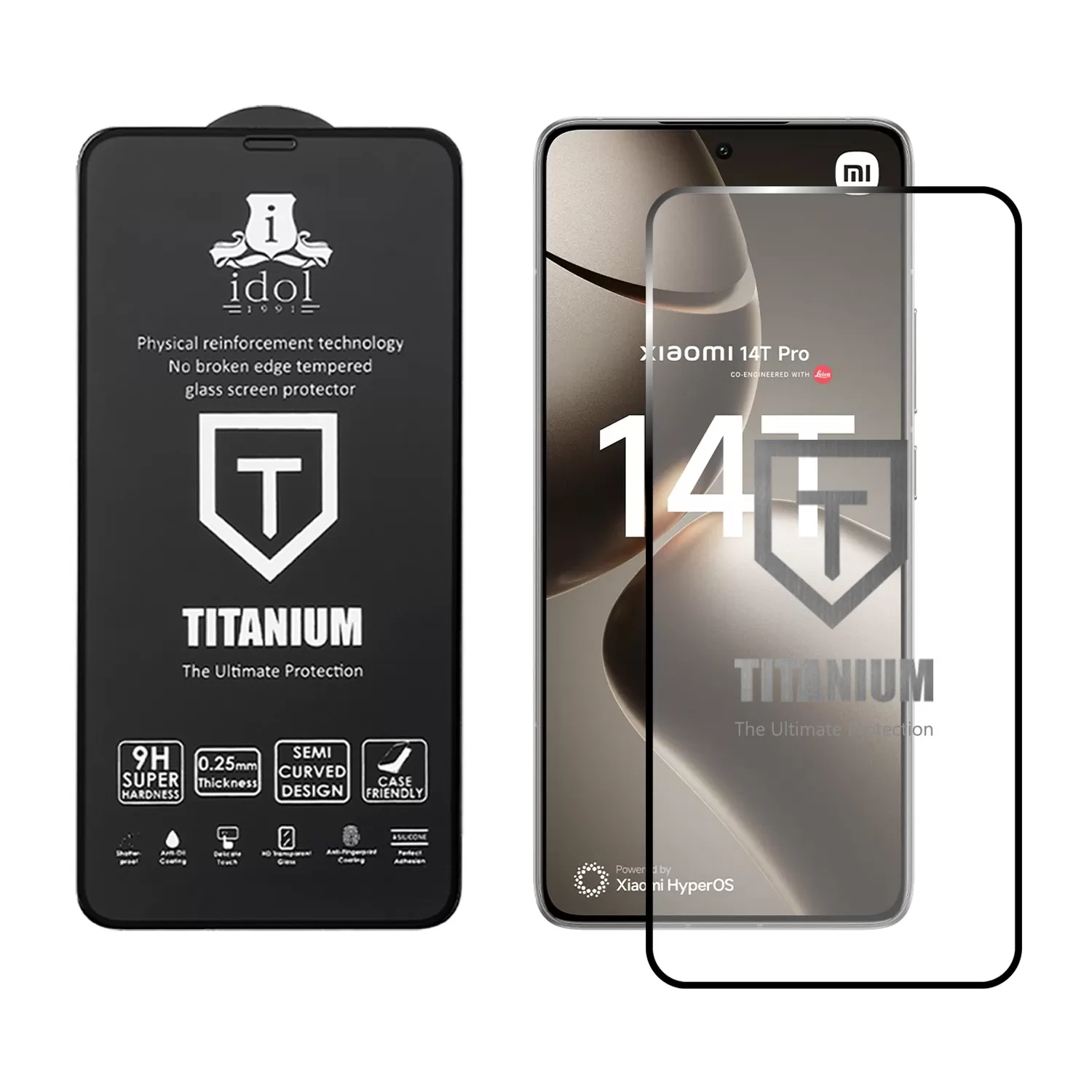 IDOL 1991 TITANIUM TEMPERED GLASS XIAOMI 14T/14T PRO 6.67in 9H 0.25mm  SEMI CURVED FULL GLUE BLACK - Image 2