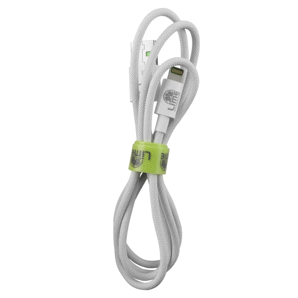LIME LIGHTNING TO USB 3A ΦΟΡΤΙΣΗΣ-DATA DURABLE BRAIDED 1m LBUL01 WHITE - Image 3
