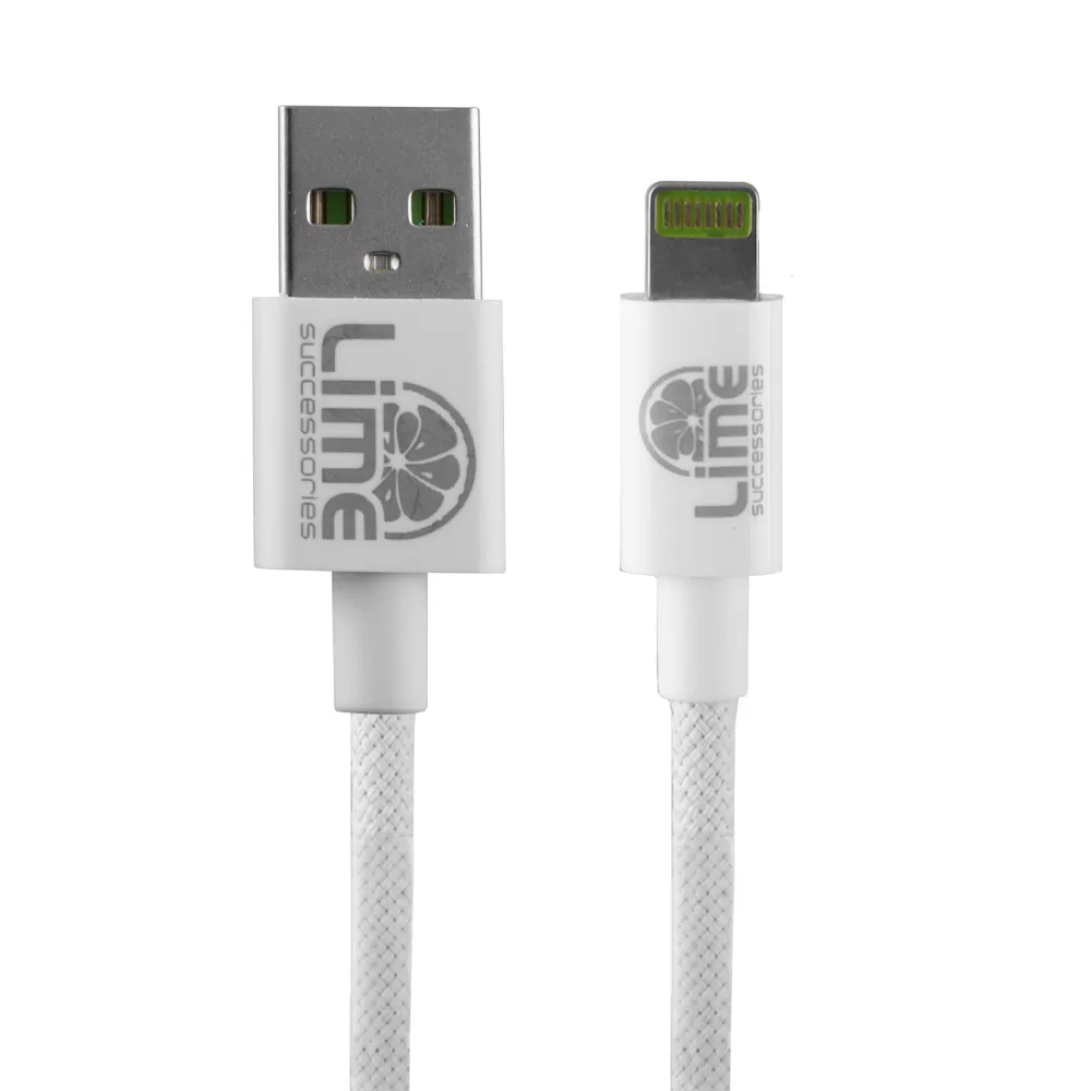 LIME LIGHTNING TO USB 3A ΦΟΡΤΙΣΗΣ-DATA DURABLE BRAIDED 1m LBUL01 WHITE - Image 6