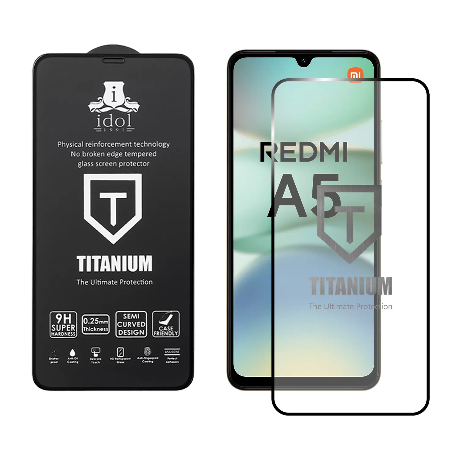 IDOL 1991 TITANIUM TEMPERED GLASS XIAOMI REDMI A5 4G 6.88in 9H 0.25mm SEMI CURVED FULL GLUE BLACK - Image 2