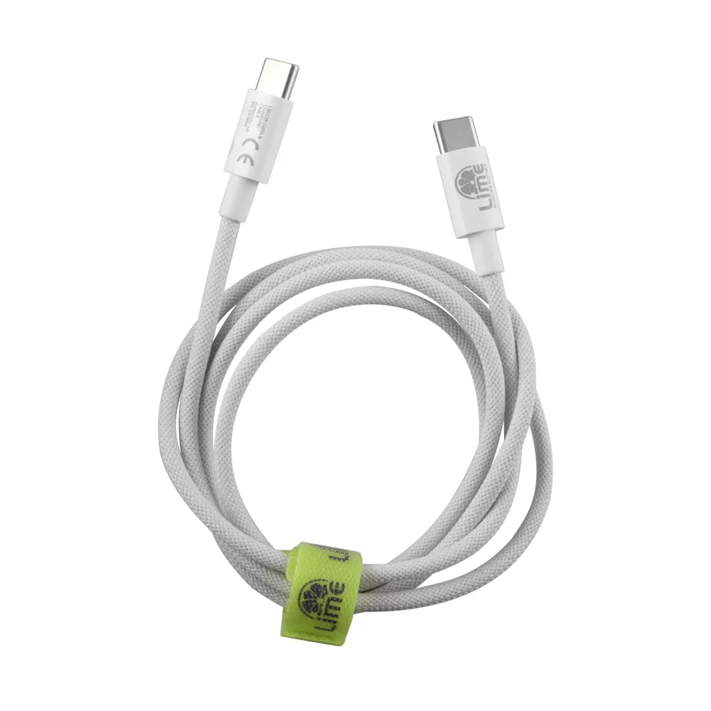 LIME USB-C TYPE C TO USB-C TYPE C 4A ΦΟΡΤΙΣΗΣ-DATA DURABLE BRAIDED 1m LBCC01 68W WHITE - Image 4