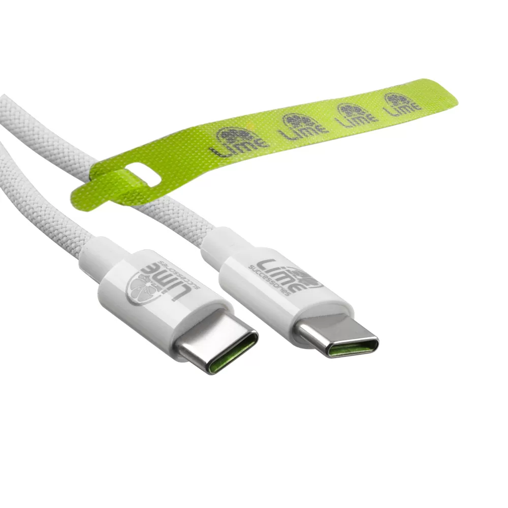 LIME USB-C TYPE C TO USB-C TYPE C 4A ΦΟΡΤΙΣΗΣ-DATA DURABLE BRAIDED 1m LBCC01 68W WHITE - Image 5