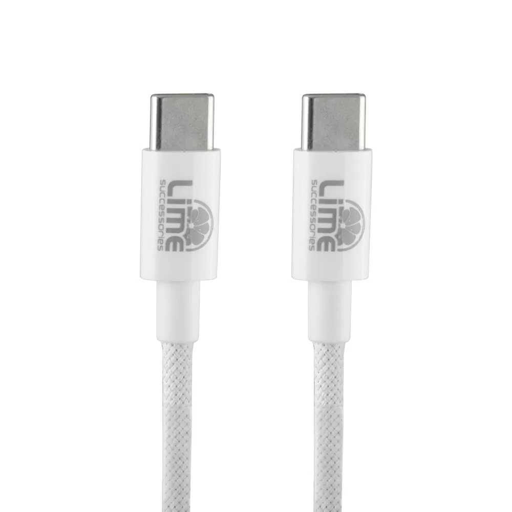 LIME USB-C TYPE C TO USB-C TYPE C 4A ΦΟΡΤΙΣΗΣ-DATA DURABLE BRAIDED 1m LBCC01 68W WHITE - Image 6