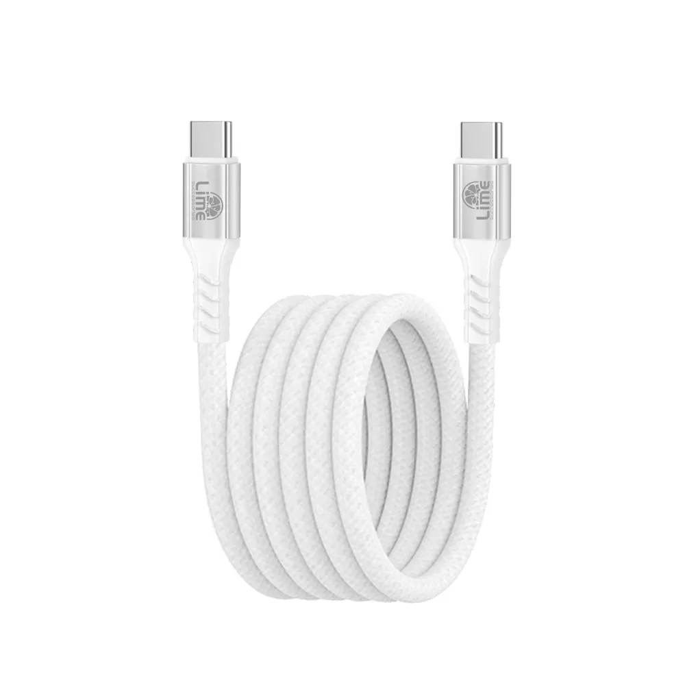 LIME USB-C TYPE C TO USB-C TYPE C 4A ΦΟΡΤΙΣΗΣ-DATA DURABLE MAGNETIC BRAIDED 1.2m LBMCC01 68W WHITE - Image 2