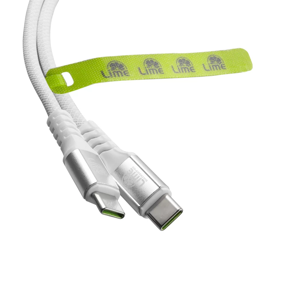 LIME USB-C TYPE C TO USB-C TYPE C 4A ΦΟΡΤΙΣΗΣ-DATA DURABLE MAGNETIC BRAIDED 1.2m LBMCC01 68W WHITE - Image 6