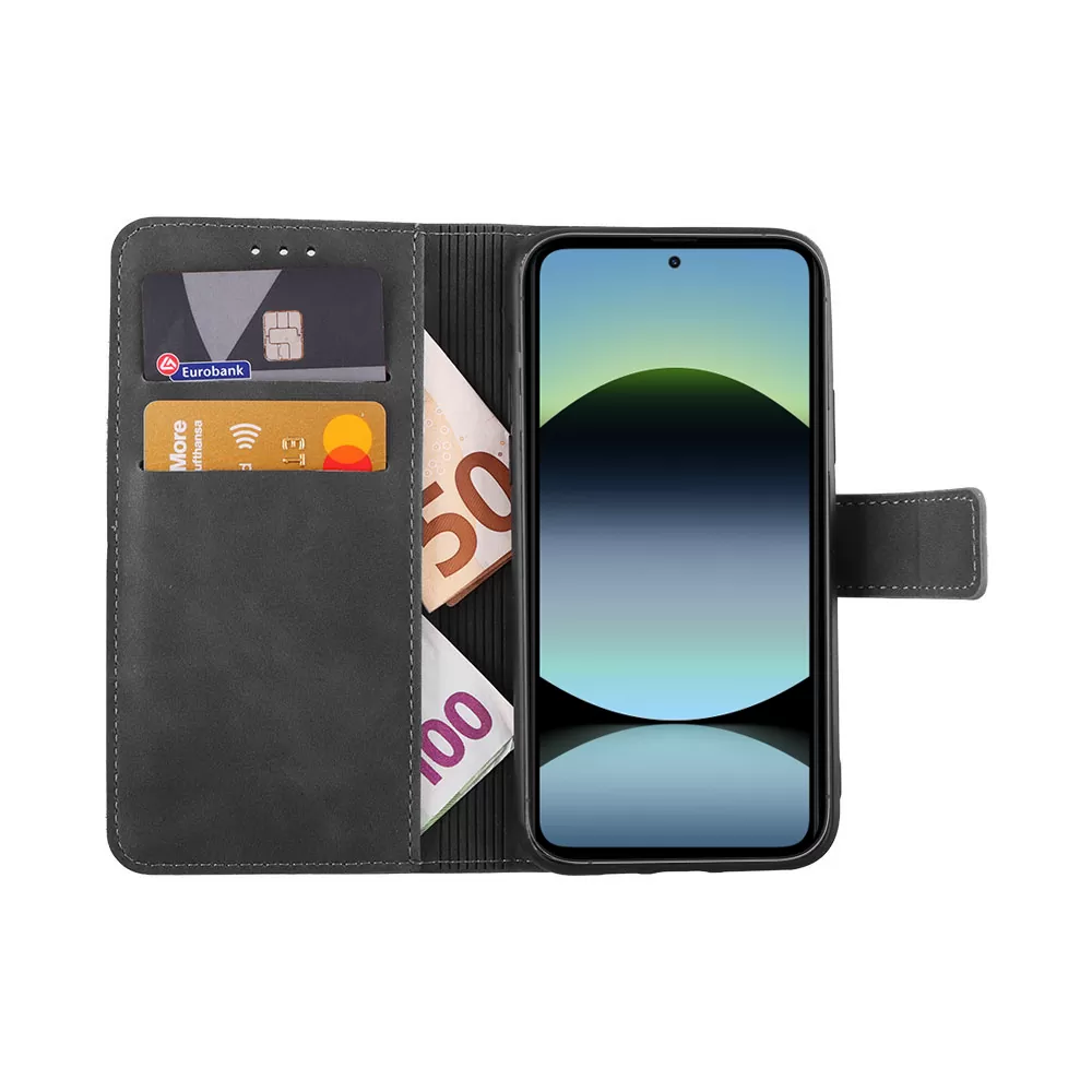 LIME ESSENTIAL ΘΗΚΗ XIAOMI REDMI NOTE 14 4G 6.67in  MAGNET BOOK STAND CLIP GREY - Image 2