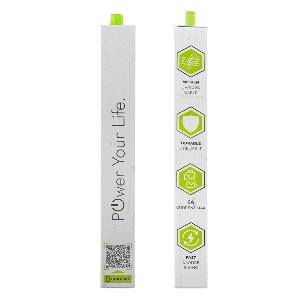 LIME USB-C TYPE C TO USB-C TYPE C 6A ΦΟΡΤΙΣΗΣ-DATA DURABLE BRAIDED 1m LBCC02 120W WHITE - Image 7