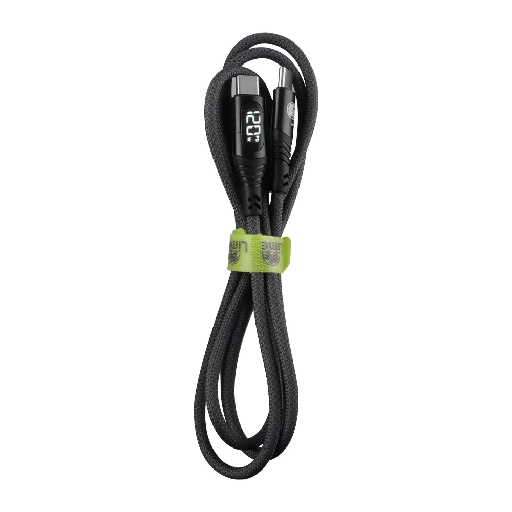 LIME USB-C TYPE C TO USB-C TYPE C 6A ΦΟΡΤΙΣΗΣ-DATA DURABLE BRAIDED WITH LED DISPLAY 1.2m LBLCC02 120W GREY - Image 3