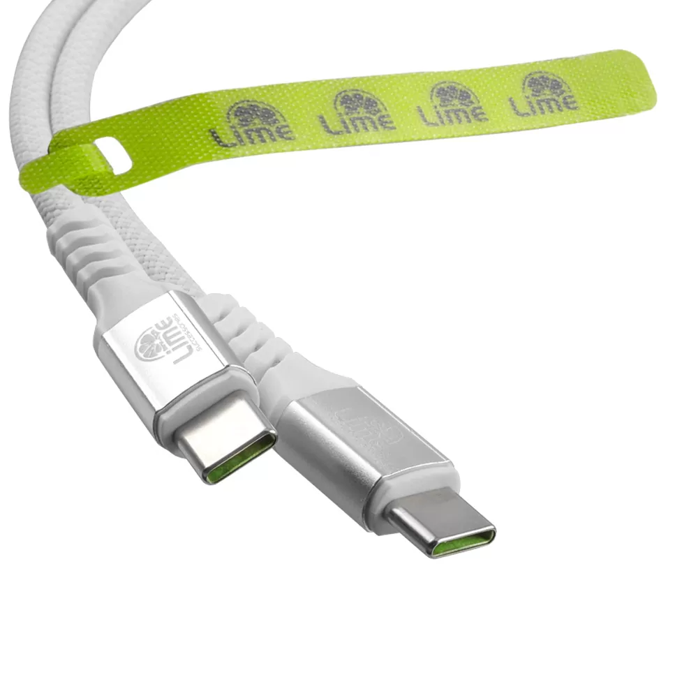 LIME USB-C TYPE C TO USB-C TYPE C 6A ΦΟΡΤΙΣΗΣ-DATA DURABLE MAGNETIC BRAIDED 1.2m LBMCC03 120W WHITE - Image 4