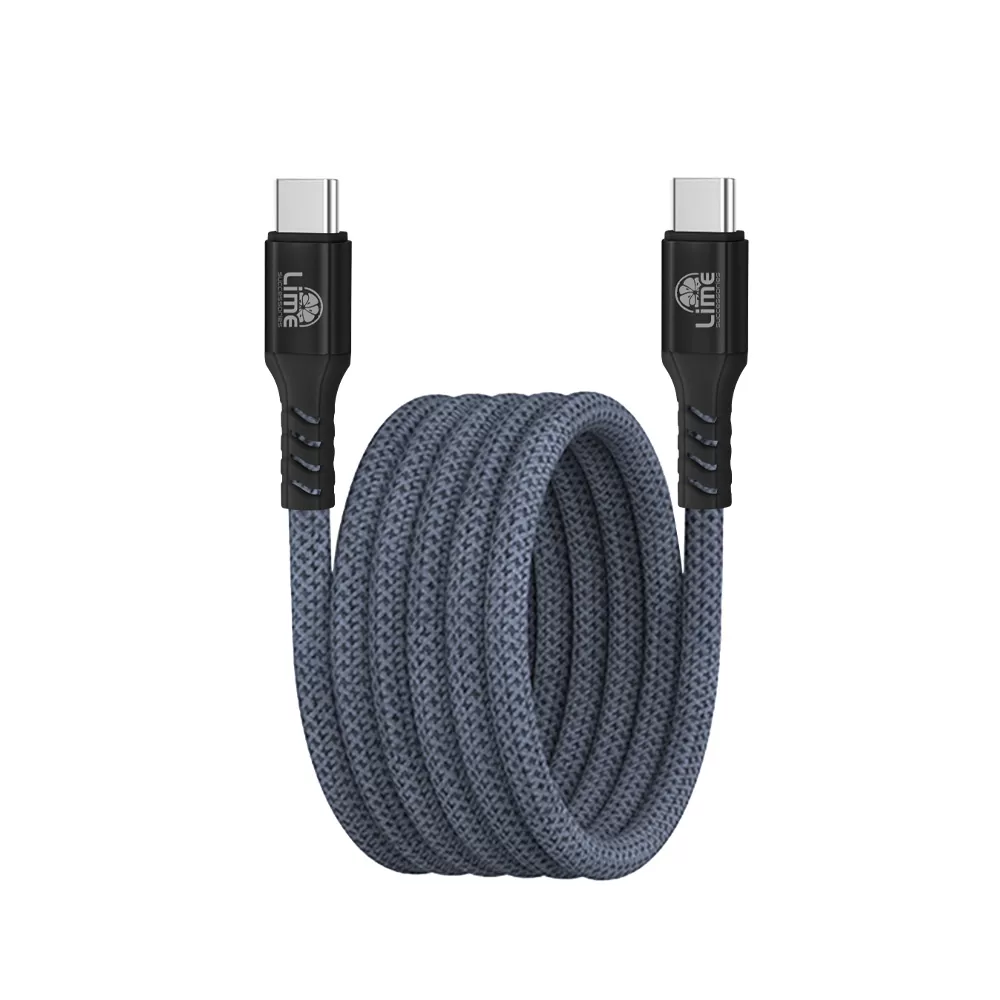 LIME USB-C TYPE C TO USB-C TYPE C 6A ΦΟΡΤΙΣΗΣ-DATA DURABLE MAGNETIC BRAIDED 1.2m LBMCC04 120W GREY - Image 2