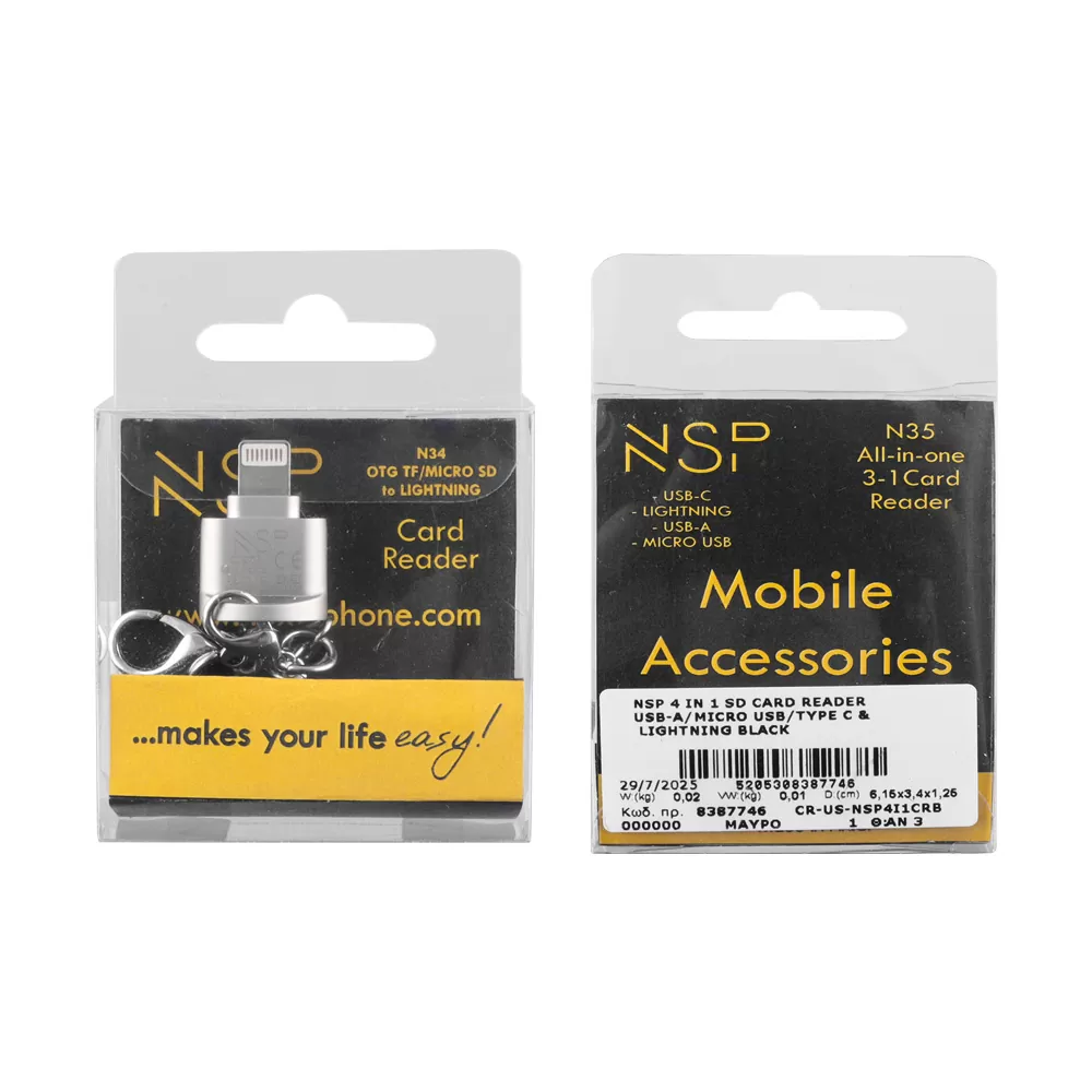 NSP N34 OTG TF/MICRO SD TO LIGHTNING SILVER - Image 6