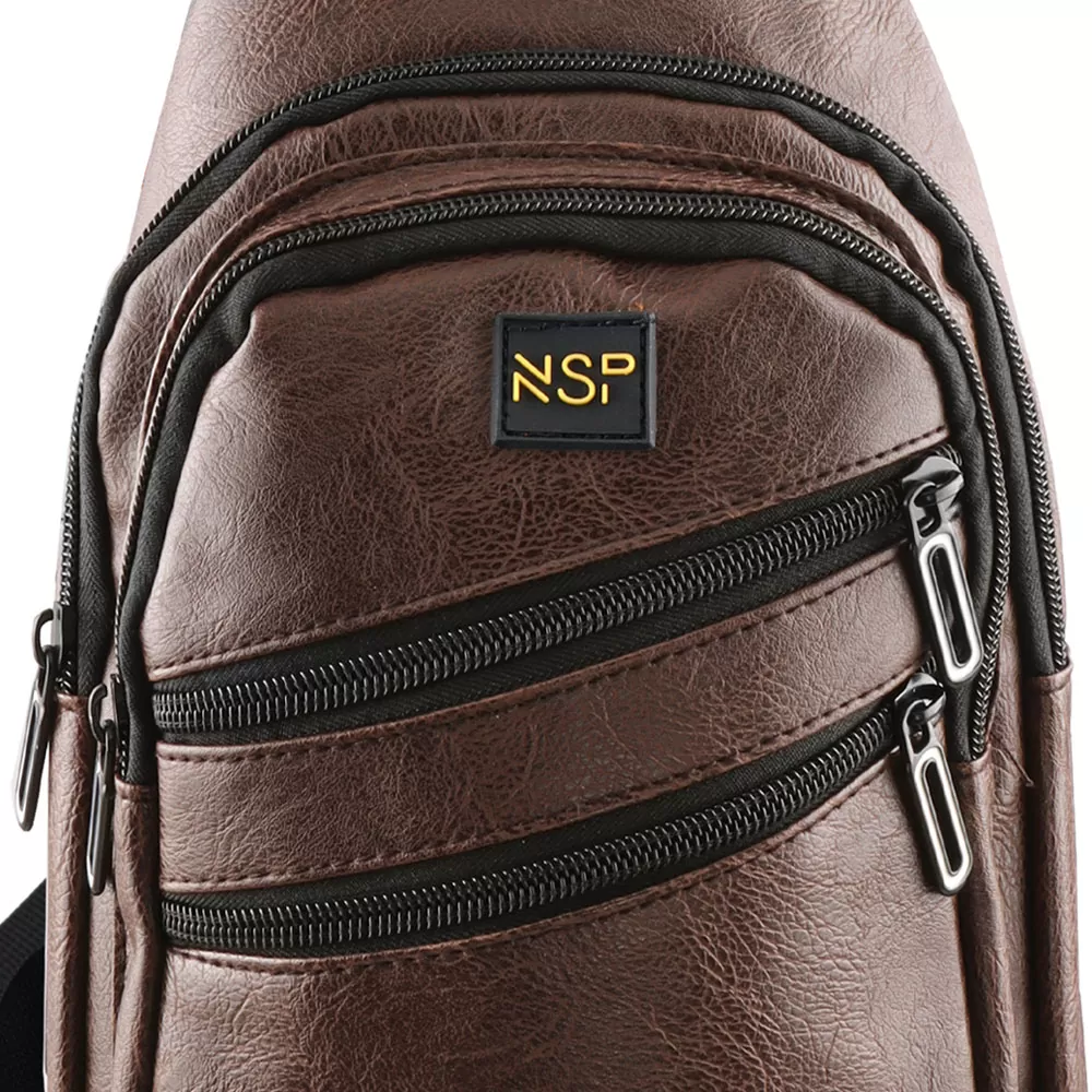 NSP N121 FORCE ΤΣΑΝΤΑΚΙ CROSSBODY 8.5L ΔΕΡΜΑΤΙΝΟ BROWN - Image 9