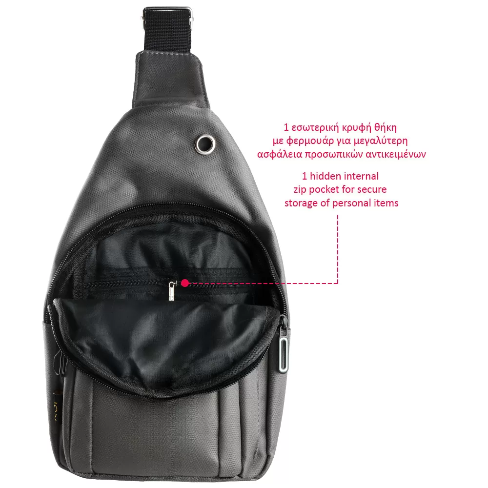NSP N123 ATHLETIC ΤΣΑΝΤΑΚΙ ΑΔΙΑΒΡΟΧΟ CROSSBODY 8L DURABLE ΥΦΑΣΜΑΤΙΝΟ DARK GREY - Image 6