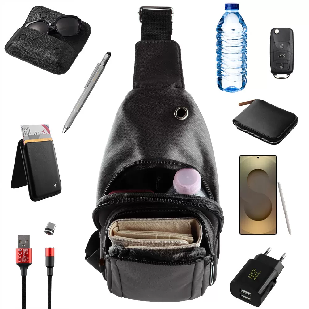 NSP N123 ATHLETIC ΤΣΑΝΤΑΚΙ ΑΔΙΑΒΡΟΧΟ CROSSBODY 8L DURABLE ΥΦΑΣΜΑΤΙΝΟ DARK GREY - Image 8