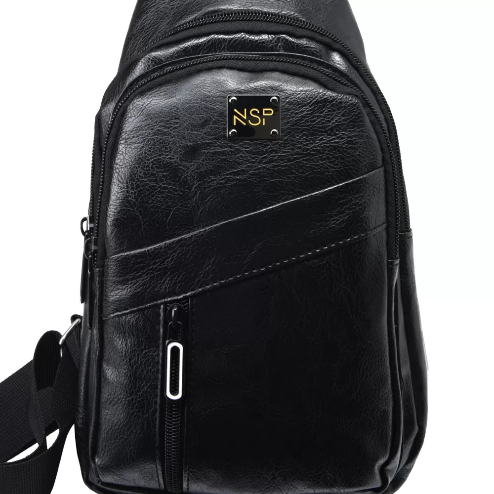 NSP N110 ALMOND ΤΣΑΝΤΑΚΙ CROSSBODY 8.5L ΔΕΡΜΑΤΙΝΟ BLACK - Image 9