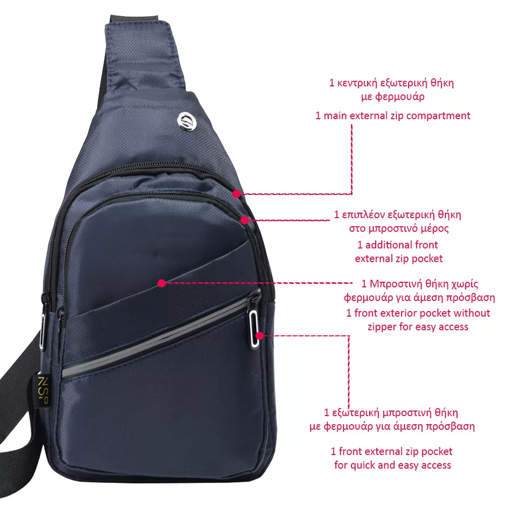NSP N120 SPORT ΤΣΑΝΤΑΚΙ ΑΔΙΑΒΡΟΧΟ CROSSBODY 7.5L SOFT ΥΦΑΣΜΑΤΙΝΟ BLUE - Image 5
