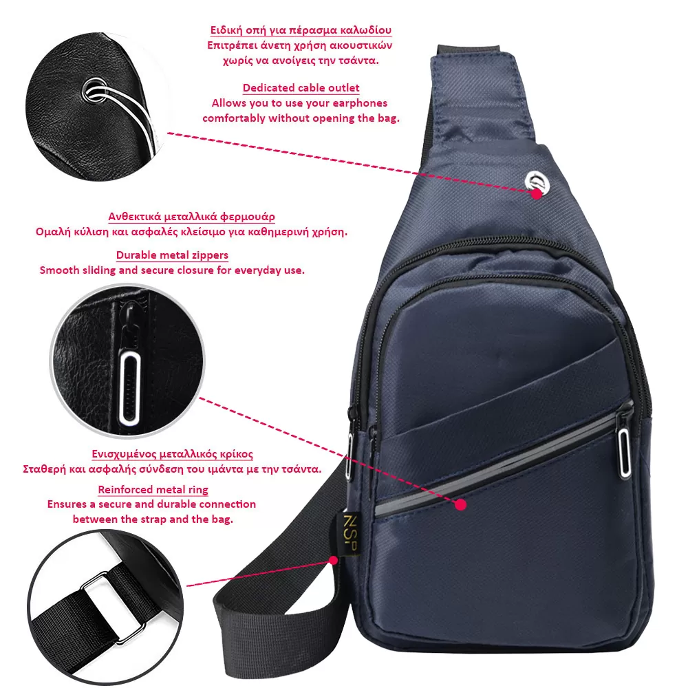 NSP N120 SPORT ΤΣΑΝΤΑΚΙ ΑΔΙΑΒΡΟΧΟ CROSSBODY 7.5L SOFT ΥΦΑΣΜΑΤΙΝΟ BLUE - Image 7
