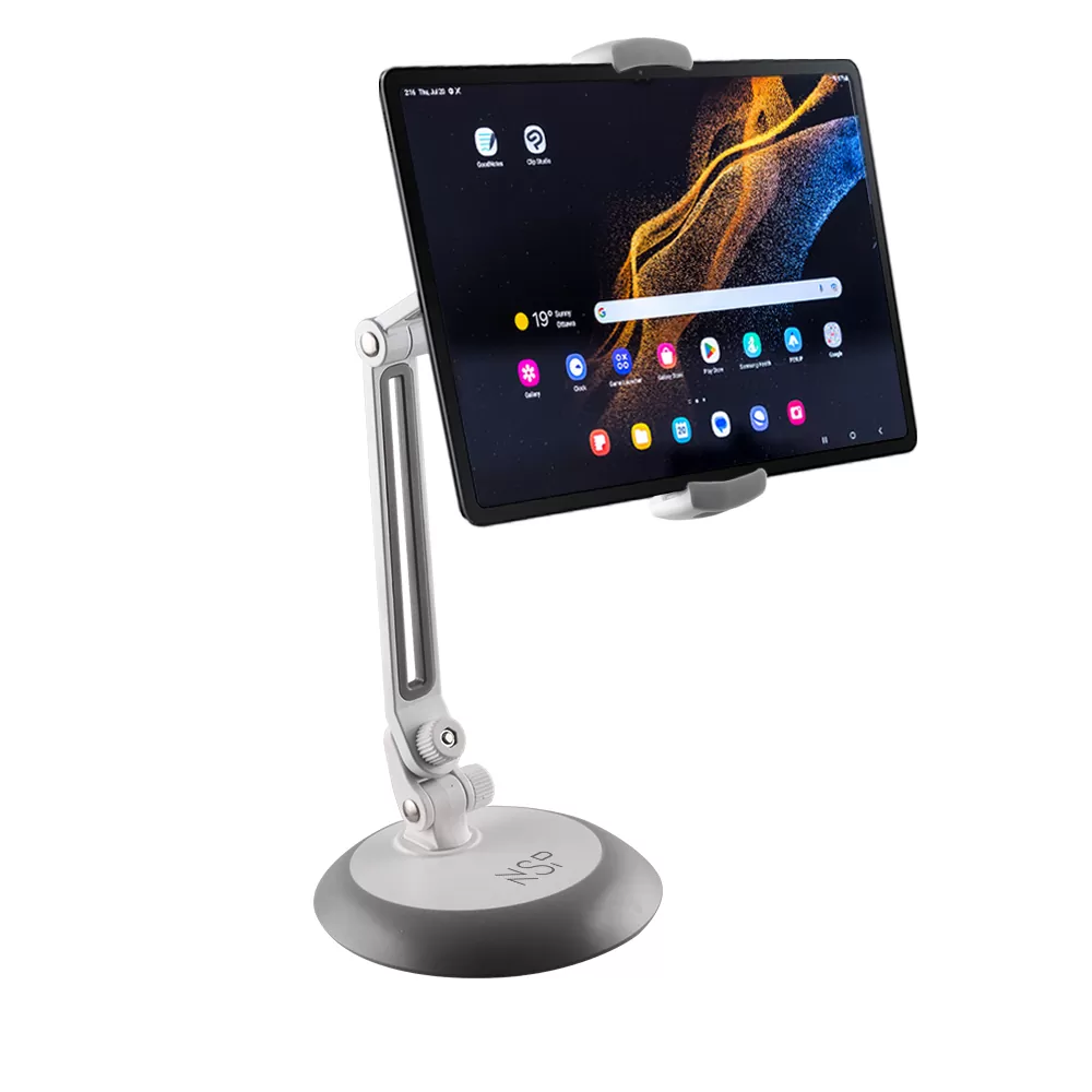 NSP N33 ΒΑΣΗ ΣΤΗΡΙΞΗΣ ΓΡΑΦΕΙΟΥ ΚΙΝΗΤΩΝ/ IPAD/TABLET UNIVERSAL ΑΠΟ 4.0" ΕΩΣ 13" ALUMINIUM ALLOY WHITE - Image 7