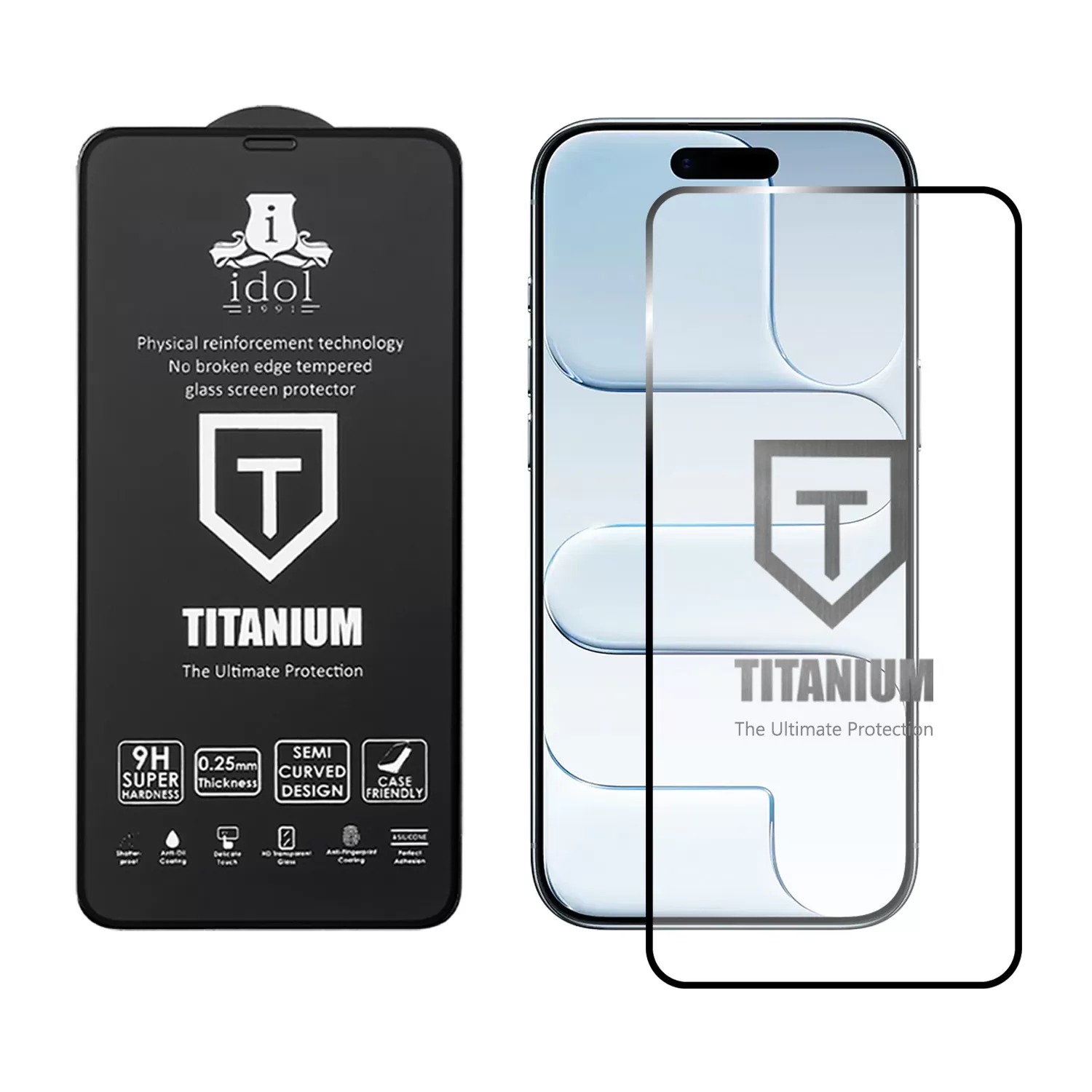IDOL 1991 TITANIUM TEMPERED GLASS IPHONE 17 AIR 6.5in 9H 0.25mm  SEMI CURVED FULL GLUE BLACK - Image 2