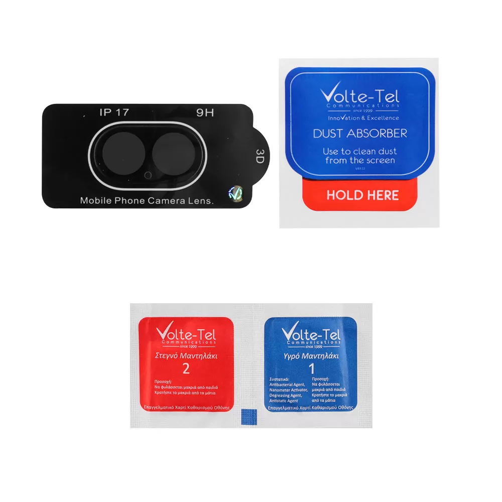VOLTE-TEL CAMERA GLASS IPHONE 17 6.3in 9H 0.25mm 3D CURVED BLACK - Image 4