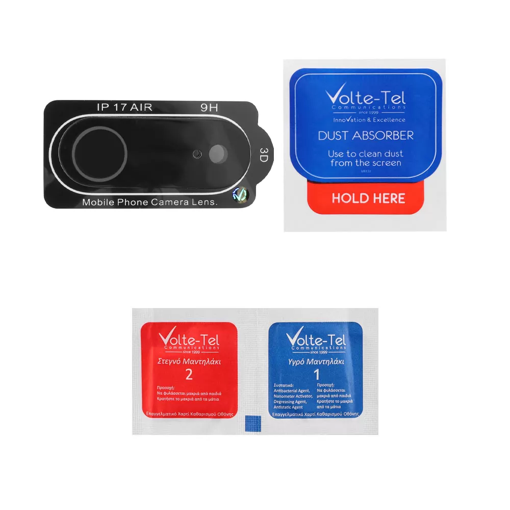 VOLTE-TEL CAMERA GLASS IPHONE 17 AIR 6.5in 9H 0.25mm 3D CURVED BLACK - Image 4
