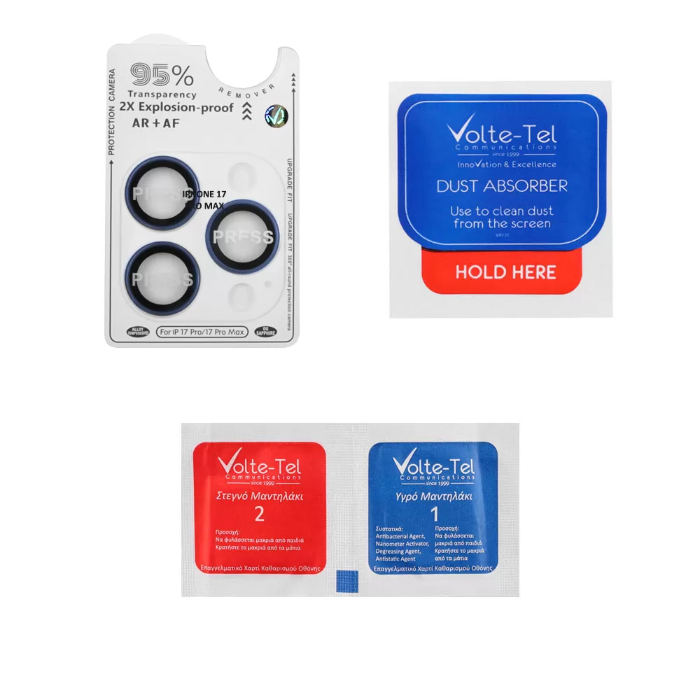 VOLTE-TEL CAMERA GLASS COVER IPHONE 17 PRO MAX 6.9in 9H 0.33MM AR PREMIUM EASY APPLICATION TITANIUM BLUE - Image 2