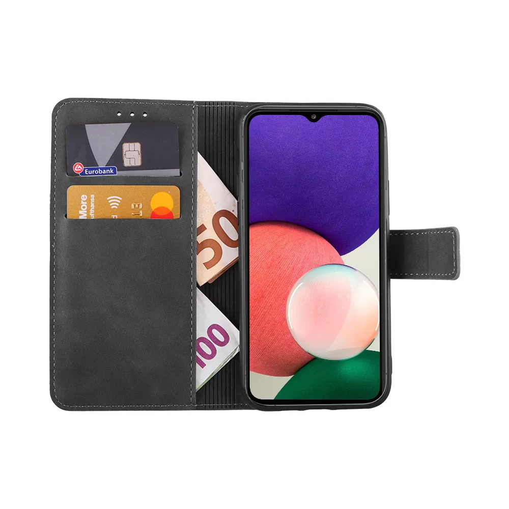 LIME ESSENTIAL ΘΗΚΗ SAMSUNG A22 5G A226 6.7in  MAGNET BOOK STAND CLIP GREY - Image 2