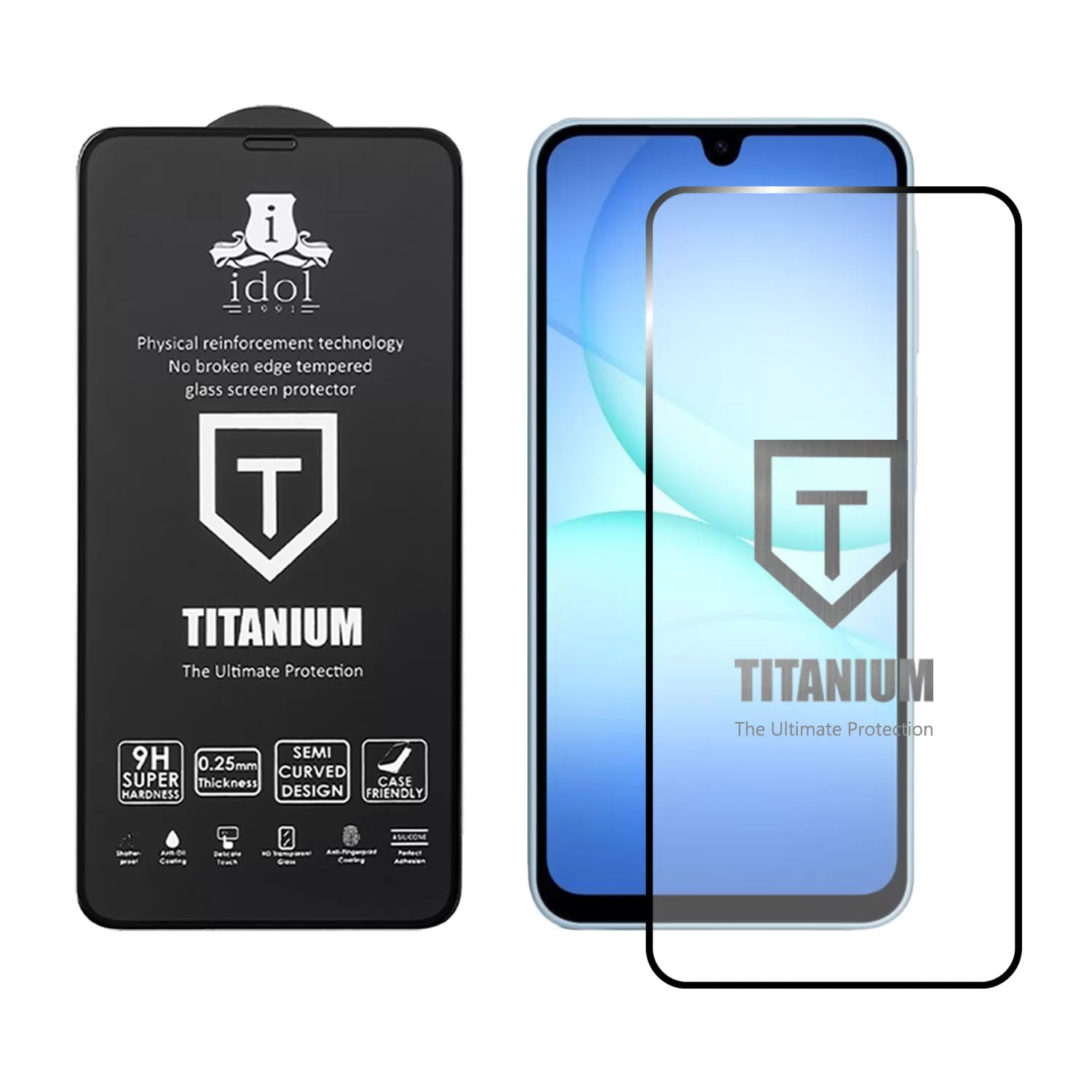 IDOL 1991 TITANIUM TEMPERED GLASS SAMSUNG A17 4G A175/A17 5G A176/M17 5G M176 6.7in 9H 0.25mm SEMI CURVED FULL GLUE BLACK - Image 2