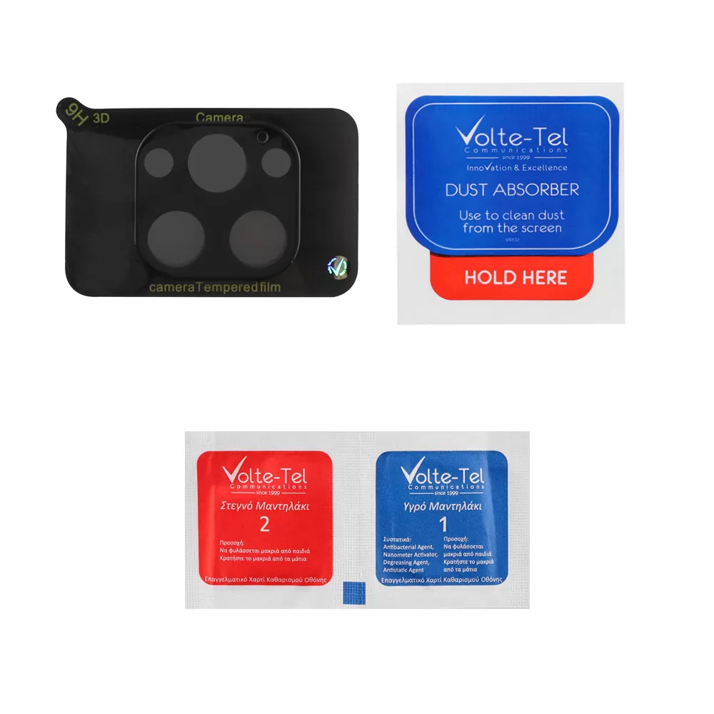 VOLTE-TEL CAMERA GLASS IPHONE 13 PRO 6.1in/IPHONE 13 PRO MAX 6.7in 9H 0.25mm 3D CURVED BLACK - Image 4