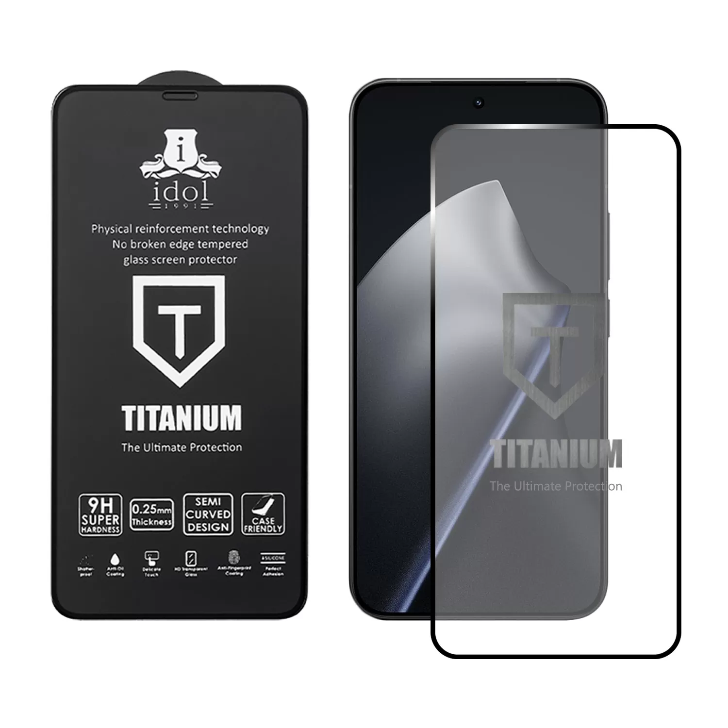 IDOL 1991 TITANIUM TEMPERED GLASS XIAOMI 15T PRO 5G 6.83in 9H 0.25mm  SEMI CURVED FINGER UNLOCK FULL GLUE BLACK - Image 2