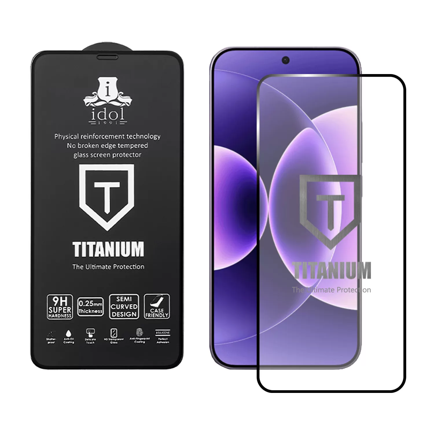 IDOL 1991 TITANIUM TEMPERED GLASS XIAOMI 17 PRO MAX 5G 6.9in 9H 0.25mm  SEMI CURVED FINGER UNLOCK FULL GLUE BLACK - Image 2