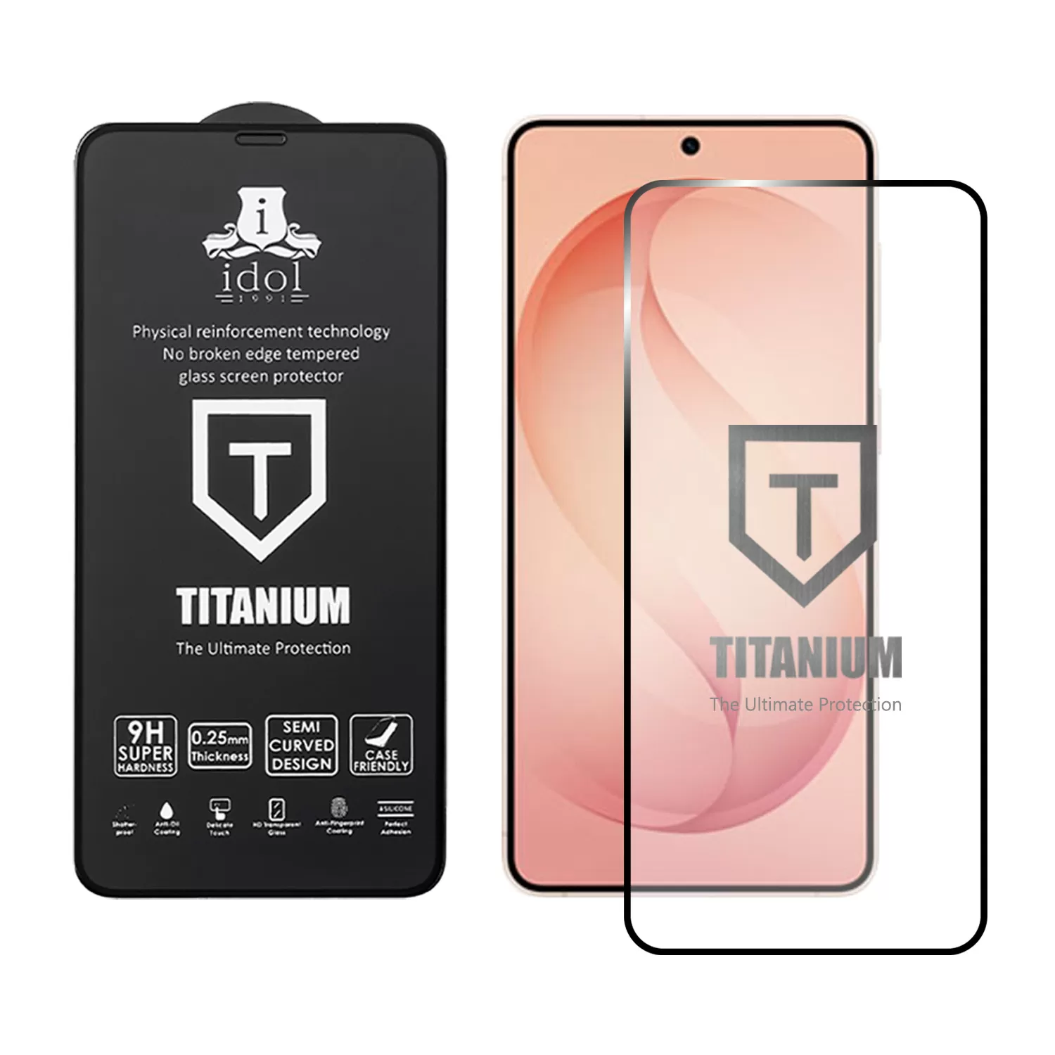IDOL 1991 TITANIUM TEMPERED GLASS SAMSUNG S26 EDGE 5G 6.66in 9H 0.20mm  SEMI CURVED FINGER UNLOCK FULL GLUE BLACK - Image 2