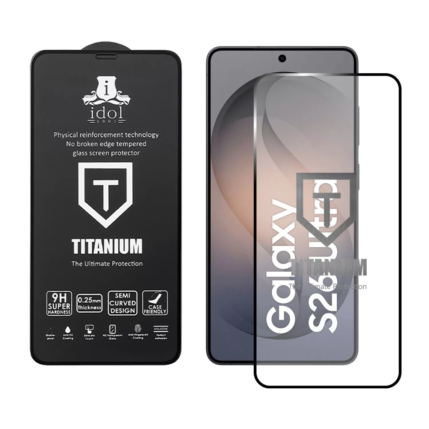 IDOL 1991 TITANIUM TEMPERED GLASS SAMSUNG S26 ULTRA 5G 6.9in 9H 0.20mm  SEMI CURVED FINGER UNLOCK FULL GLUE BLACK - Image 2