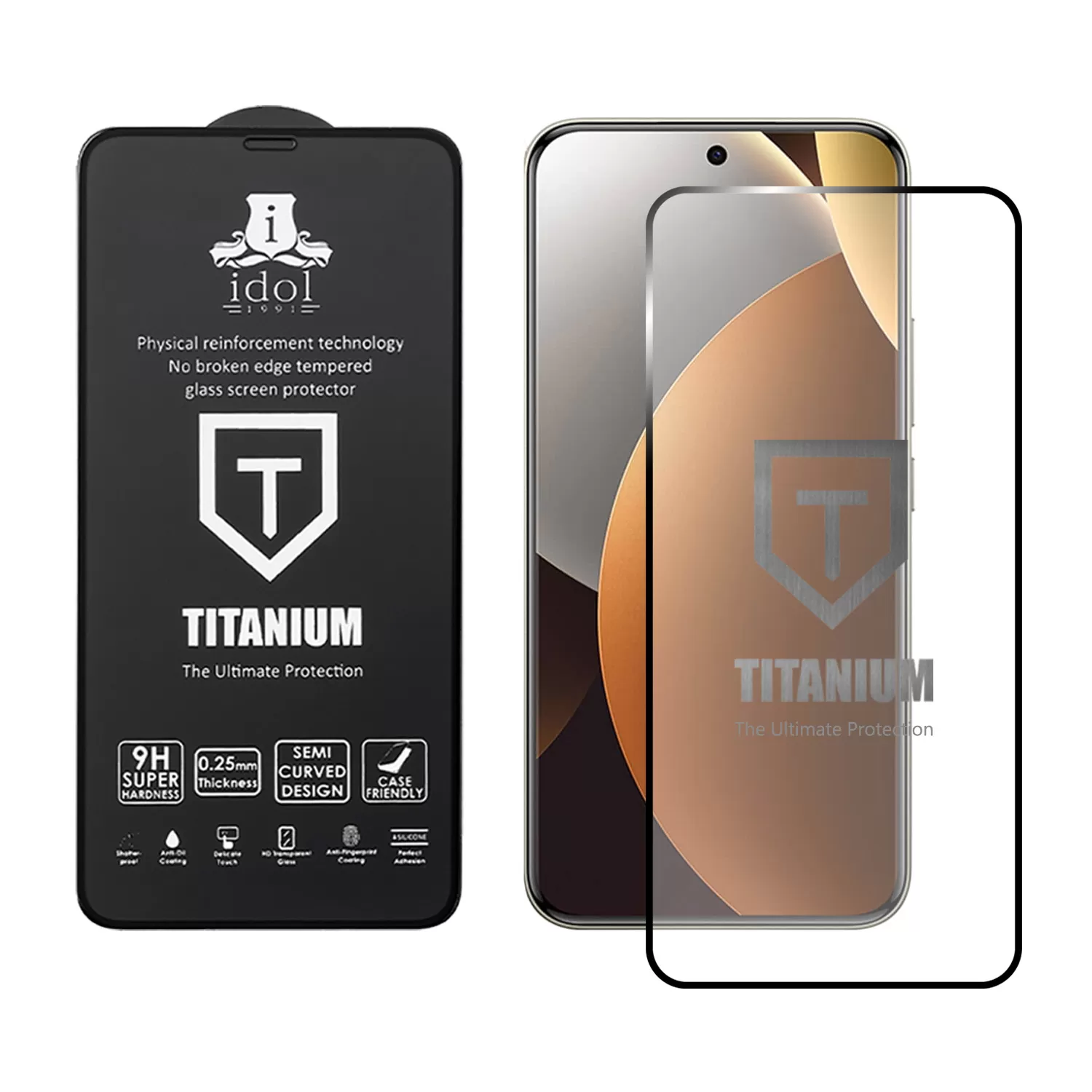 IDOL 1991 TITANIUM TEMPERED GLASS XIAOMI REDMI NOTE 15 PRO 5G 6.83in 9H 0.25mm  SEMI CURVED FINGER UNLOCK FULL GLUE BLACK - Image 2