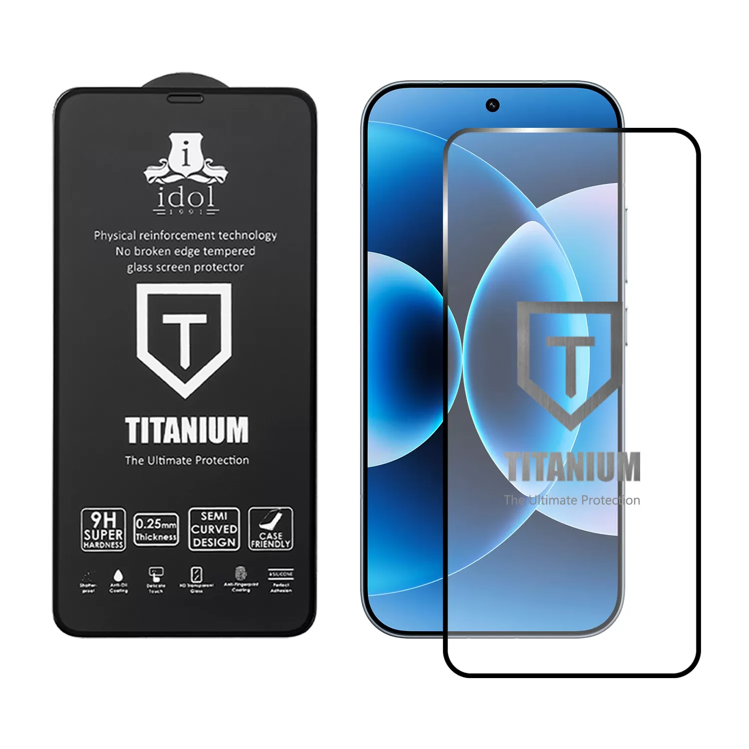 IDOL 1991 TITANIUM TEMPERED GLASS XIAOMI 17 PRO 5G 6.3in 9H 0.25mm  SEMI CURVED FINGER UNLOCK FULL GLUE BLACK - Image 2