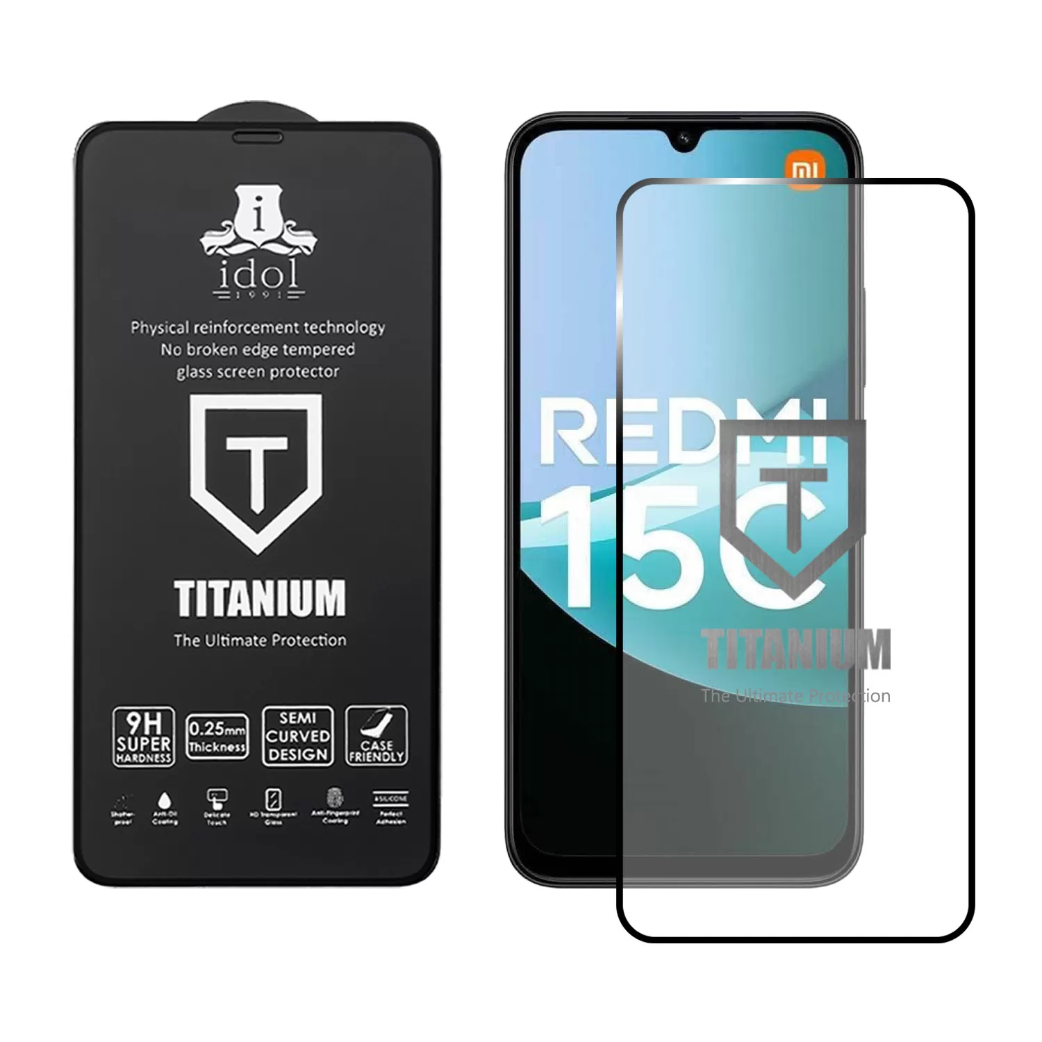 IDOL 1991 TITANIUM TEMPERED GLASS XIAOMI REDMI 15C 5G/POCO C85 5G 6.9in 9H 0.25mm  SEMI CURVED FULL GLUE BLACK - Image 2