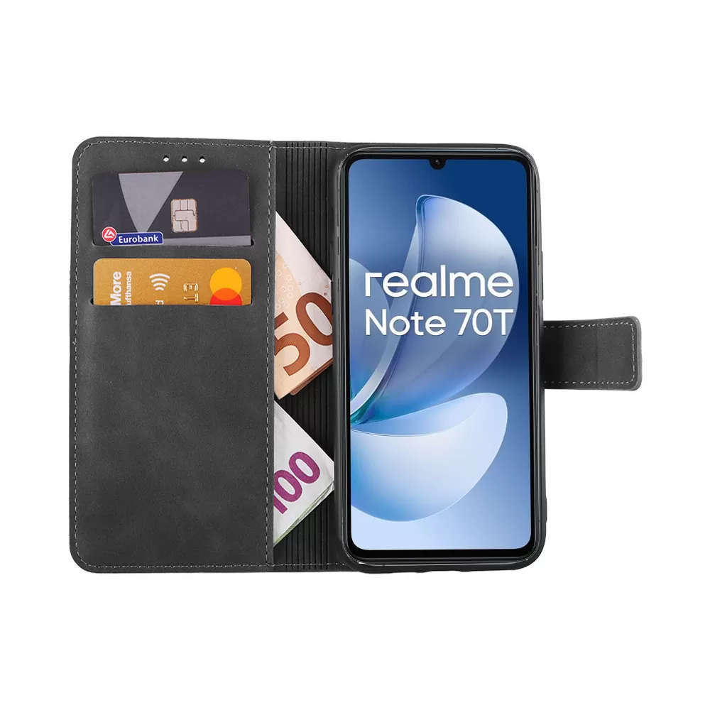 LIME ESSENTIAL ΘΗΚΗ REALME NOTE 70T 6.74in  MAGNET BOOK STAND CLIP GREY - Image 2