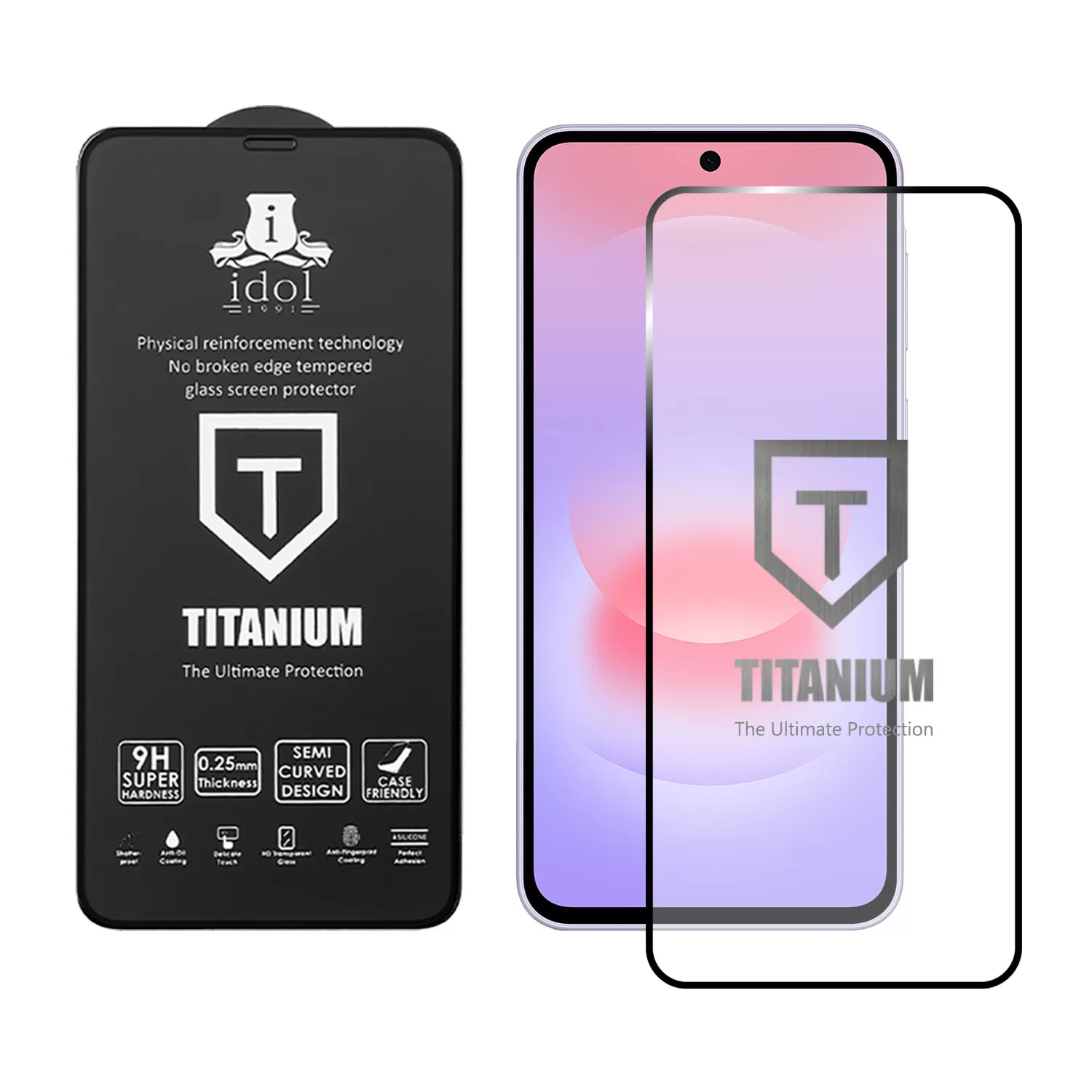 IDOL 1991 TEMPERED GLASS SAMSUNG A37 5G FULL GLUE FINGER UNLOCK TITANIUM <br><br><br>6.7 INCH 9H 0.25mm SEMI CURVED BLACK - Image 2