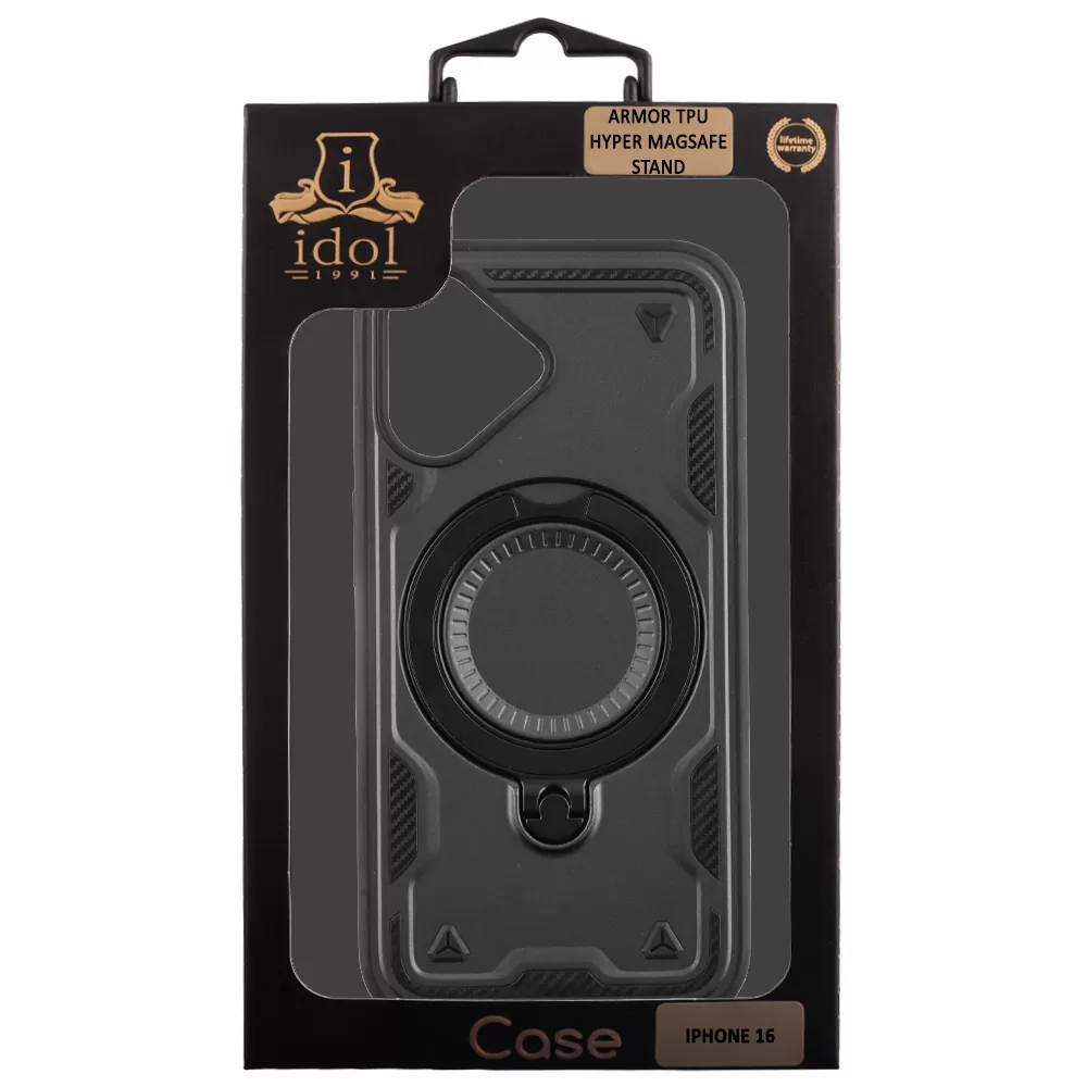 IDOL 1991 ARMOR TPU ΘΗΚΗ IPHONE 16 6.1in HYPER MAGSAFE STAND CAMERA GUARD BLACK - Image 12