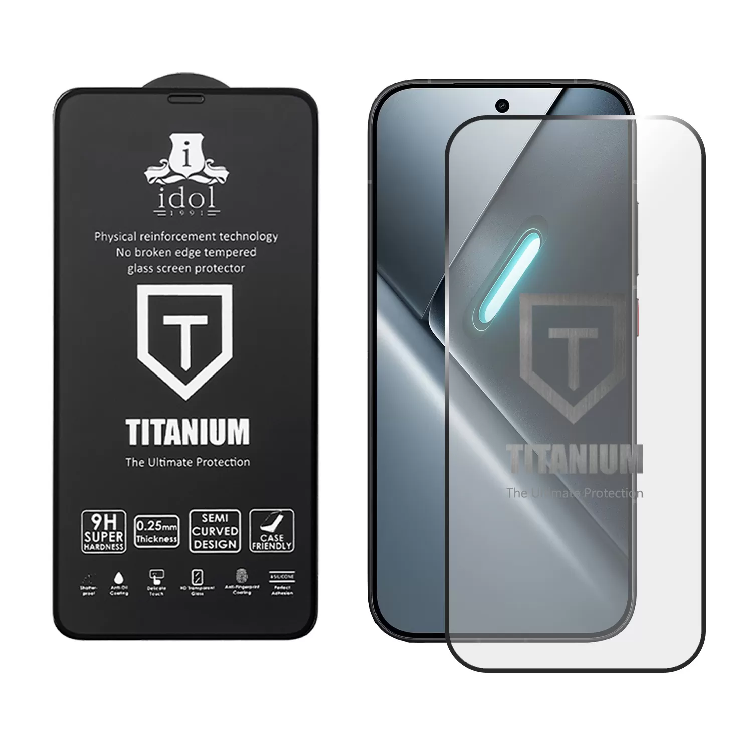 IDOL 1991 TEMPERED GLASS XIAOMI POCO X8 PRO 6.59" 9H 0.25mm TITANIUM SEMI CURVED FULL GLUE BLACK - Image 2