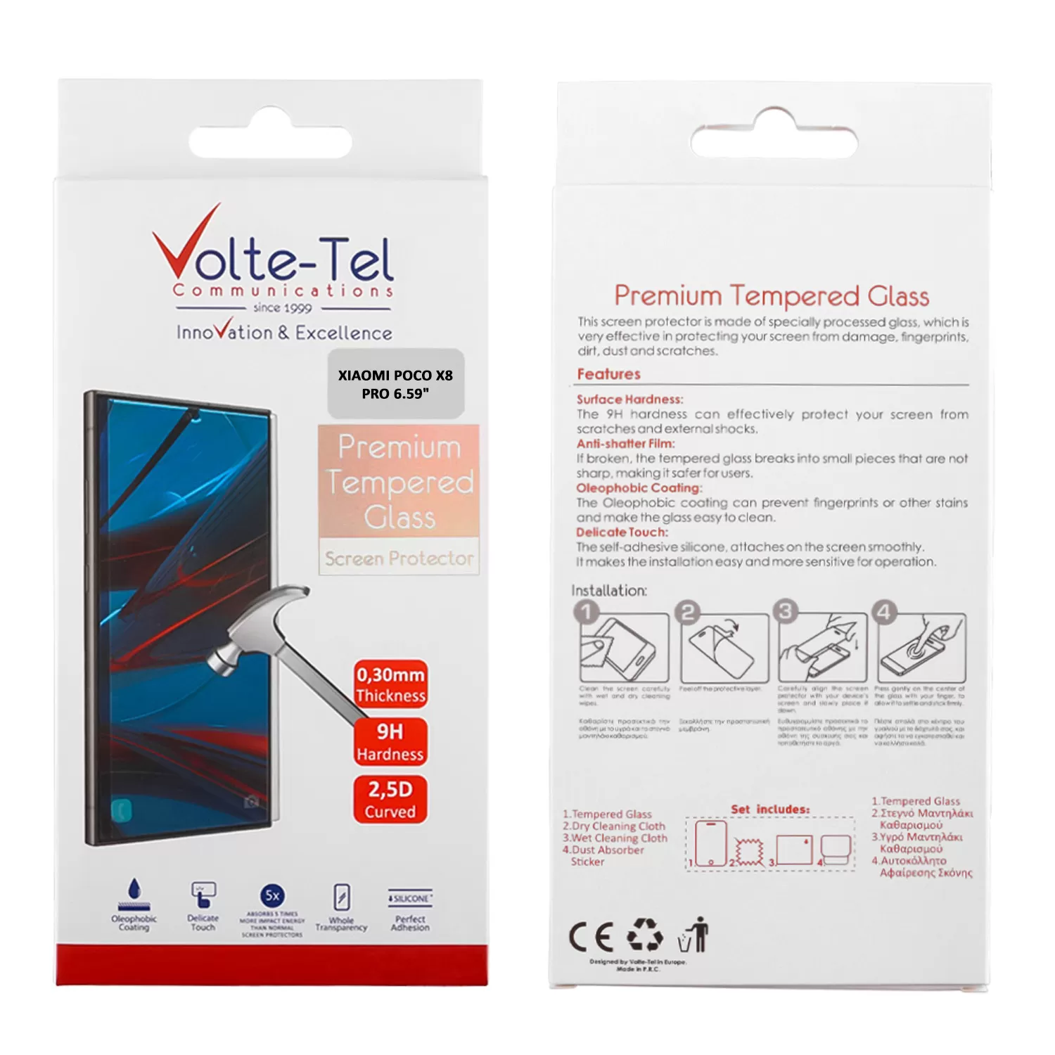 VOLTE-TEL TEMPERED GLASS XIAOMI POCO X8 PRO 6.59in 9H 0.30mm 2.5D FULL GLUE - Image 5
