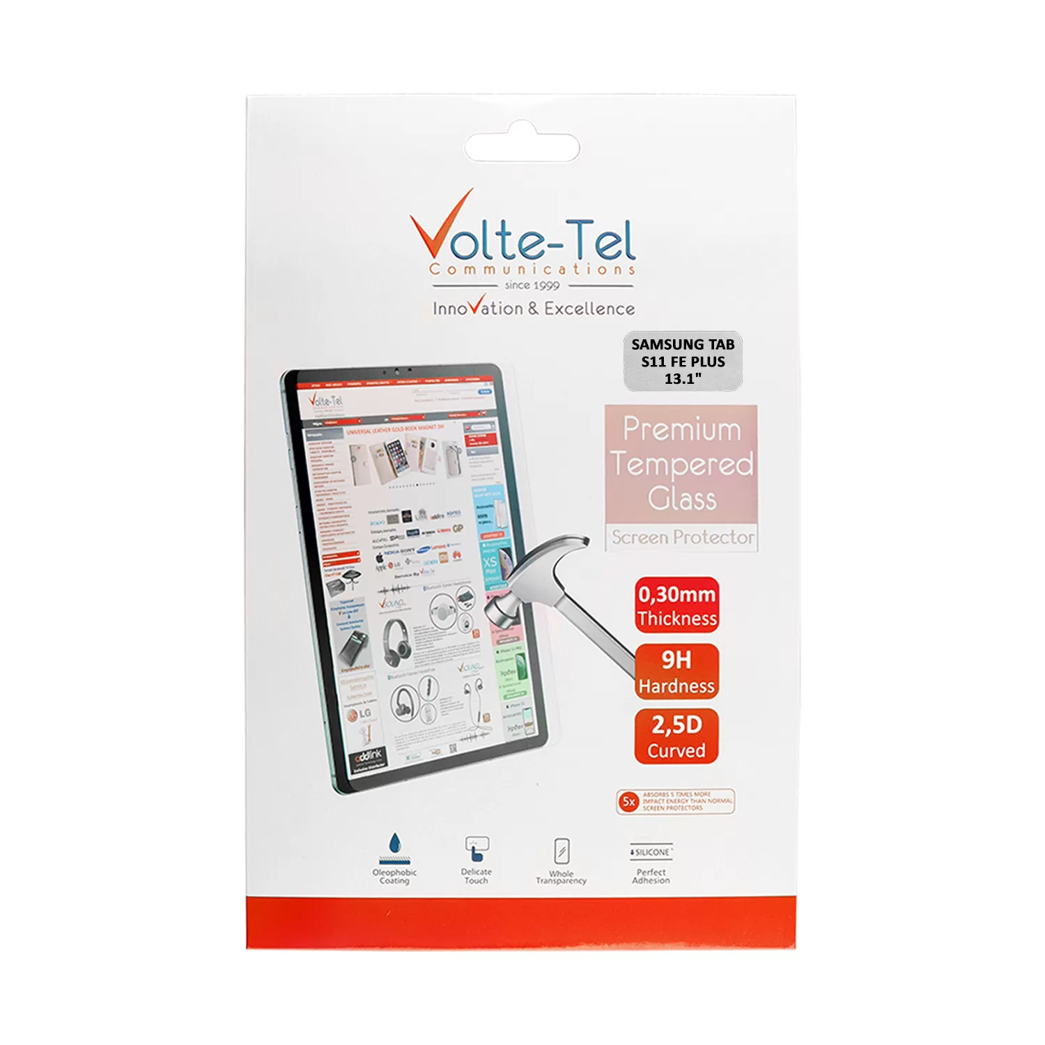 VOLTE-TEL TEMPERED GLASS SAMSUNG TAB S11 FE PLUS 13.1in 9H 0.30mm 2.5D FULL GLUE - Image 5