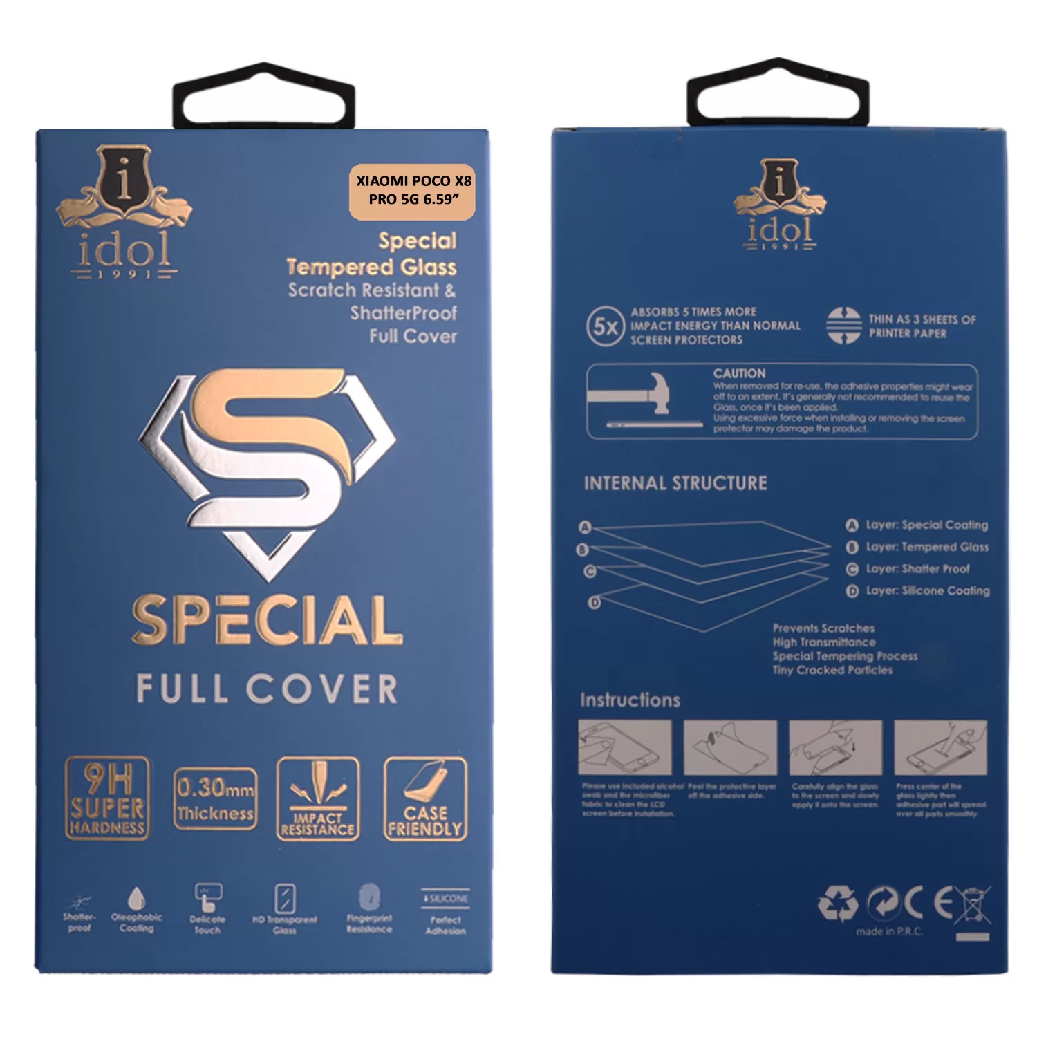 IDOL 1991 SPECIAL TEMPERED GLASS XIAOMI POCO X8 PRO 5G 6.59in 9H 0.25mm FULL COVER FINGER UNLOCK FULL GLUE BLACK - Image 5