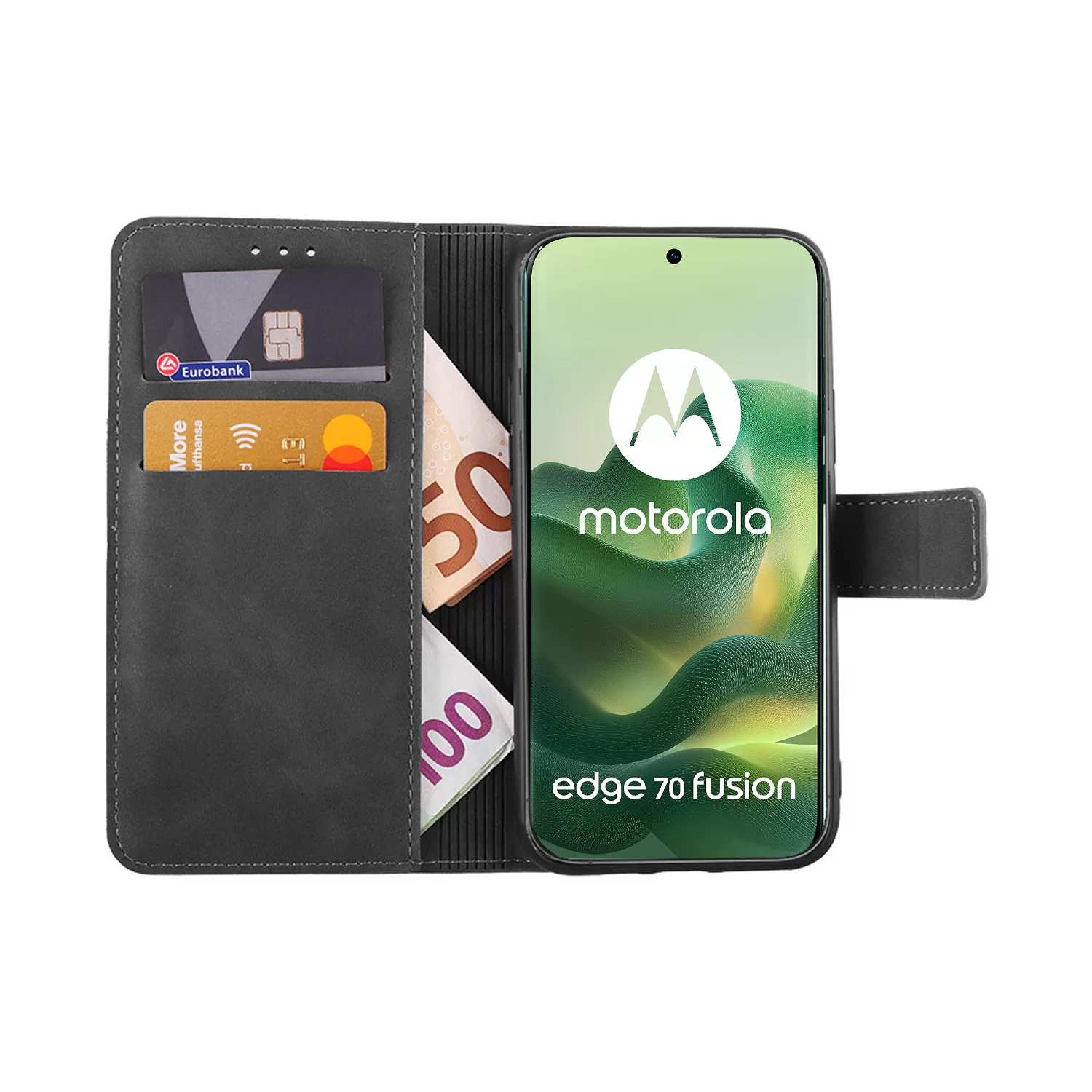 LIME ESSENTIAL ΘΗΚΗ MOTOROLA EDGE 70 FUSION 5G 6.78in MAGNET BOOK STAND CLIP GREY - Image 2