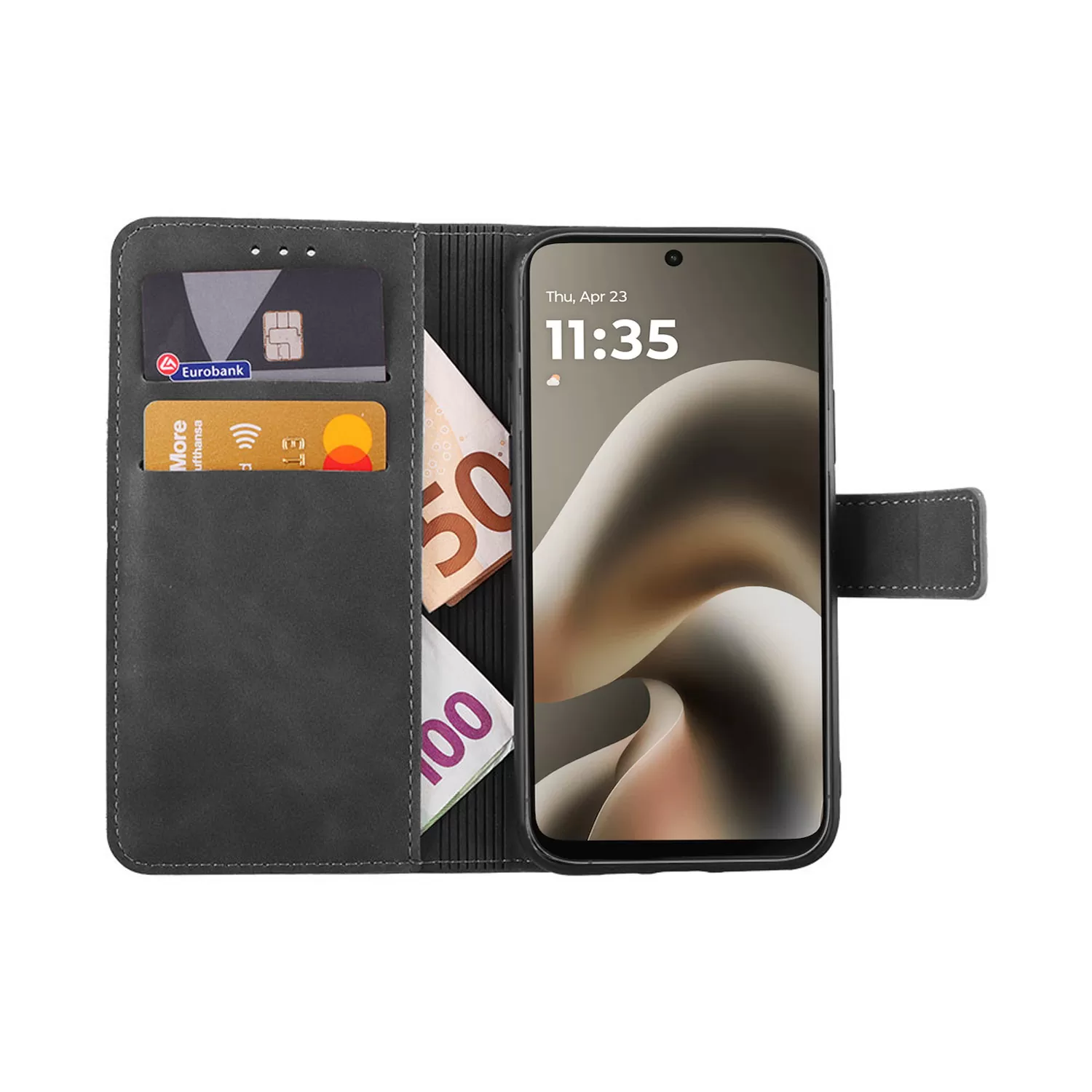 LIME ESSENTIAL ΘΗΚΗ MOTOROLA MOTO G17 POWER 6.72in MAGNET BOOK STAND CLIP GREY - Image 2