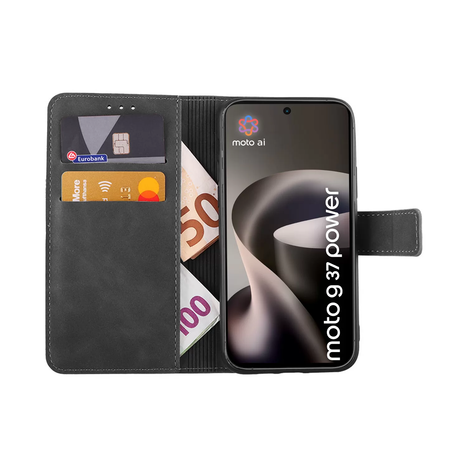 LIME ESSENTIAL ΘΗΚΗ MOTOROLA MOTO G37 POWER 6.67in MAGNET BOOK STAND CLIP GREY - Image 2