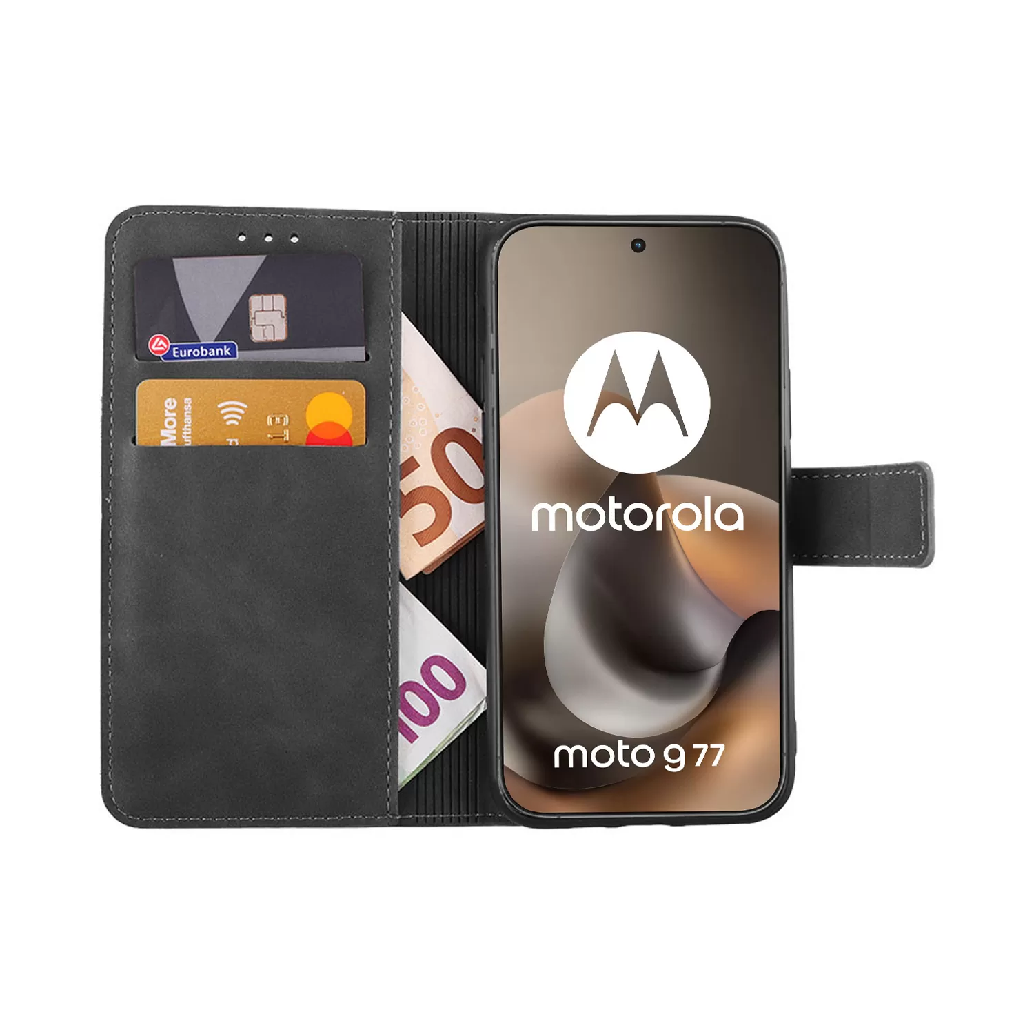 LIME ESSENTIAL ΘΗΚΗ MOTOROLA MOTO G77 5G 6.78in MAGNET BOOK STAND CLIP GREY - Image 2