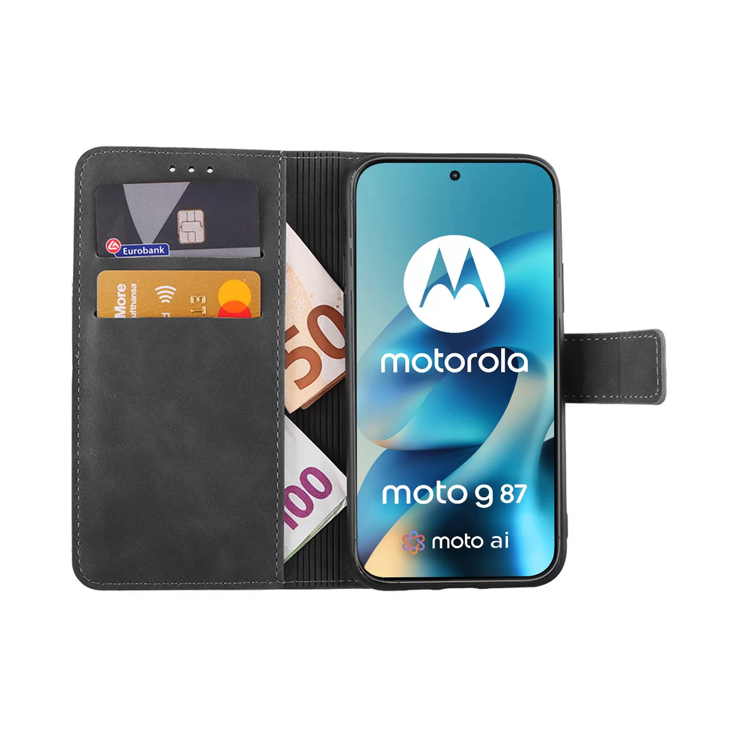 LIME ESSENTIAL ΘΗΚΗ MOTOROLA MOTO G87 5G XT2621-6 6.78in MAGNET BOOK STAND CLIP GREY - Image 2