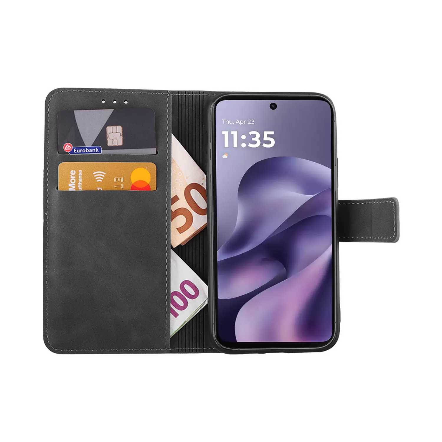 LIME ESSENTIAL ΘΗΚΗ MOTOROLA MOTO G17 XT2623-2 6.72in MAGNET BOOK STAND CLIP GREY - Image 2